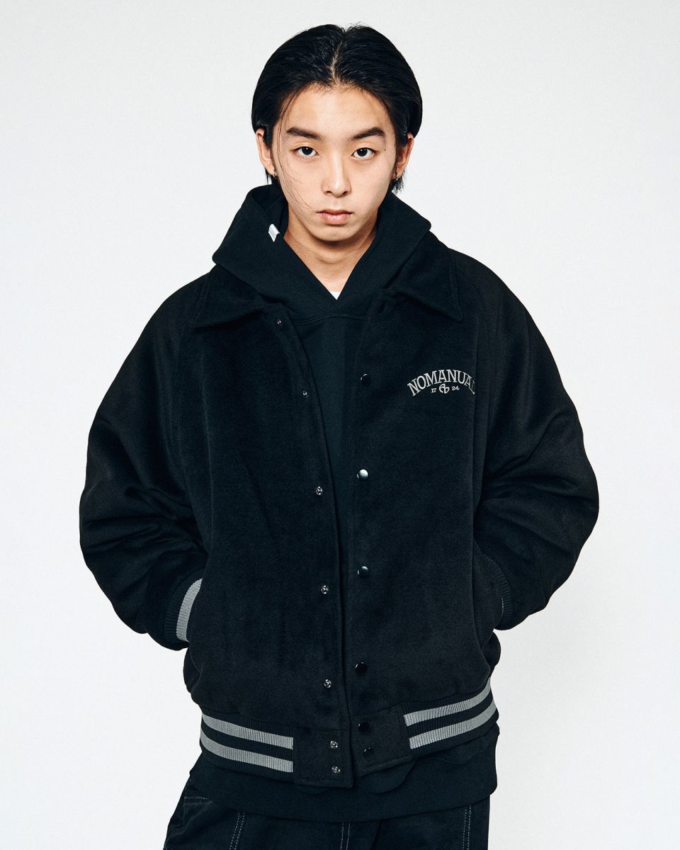 MUSINSA | NOMANUAL W.S VARSITY JACKET - BLACK