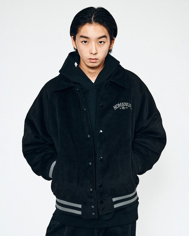 MUSINSA | NOMANUAL W.S VARSITY JACKET - BLACK