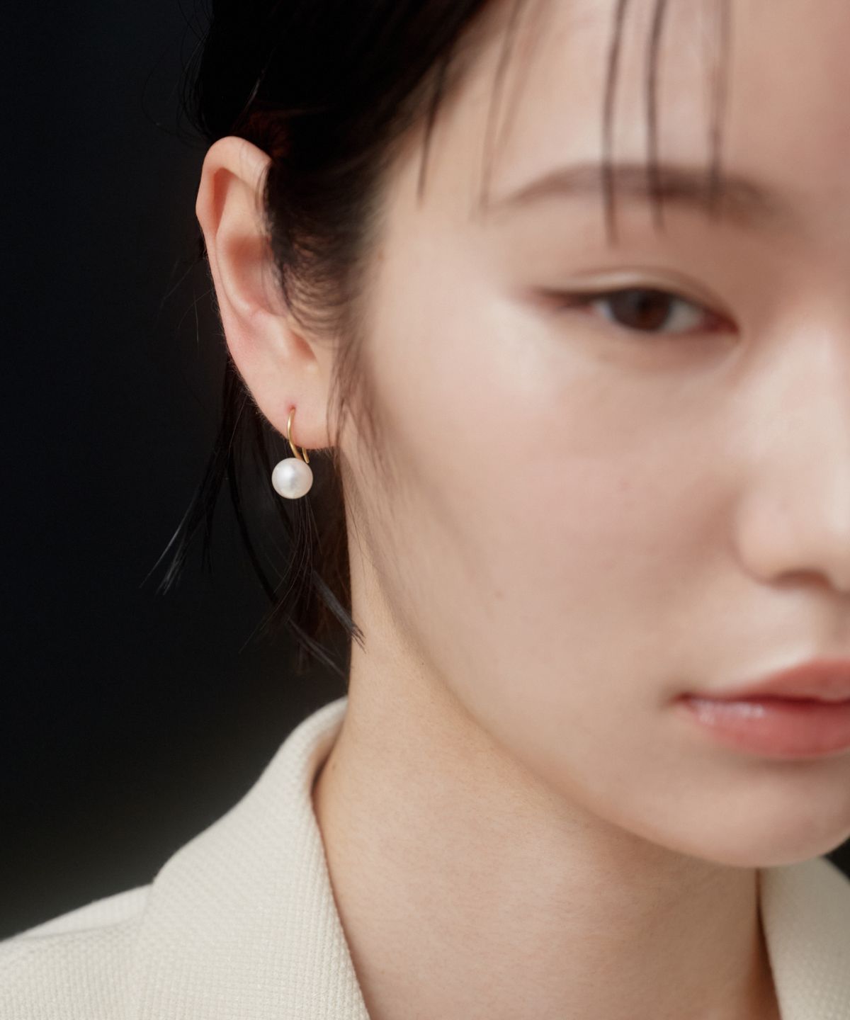 노비스도쿄(NOVICE TOKYO) 진주 후크 귀걸이 Pearl Hook Pierce［Stainless］