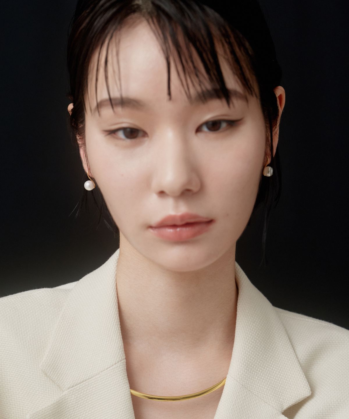 노비스도쿄(NOVICE TOKYO) 진주 후크 귀걸이 Pearl Hook Pierce［Stainless］