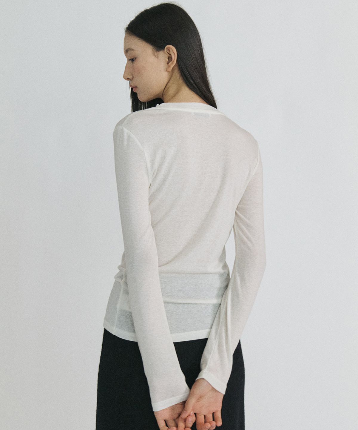 스텝어라운드(STEP AROUND) Loose fit wool tencel top_IVORY