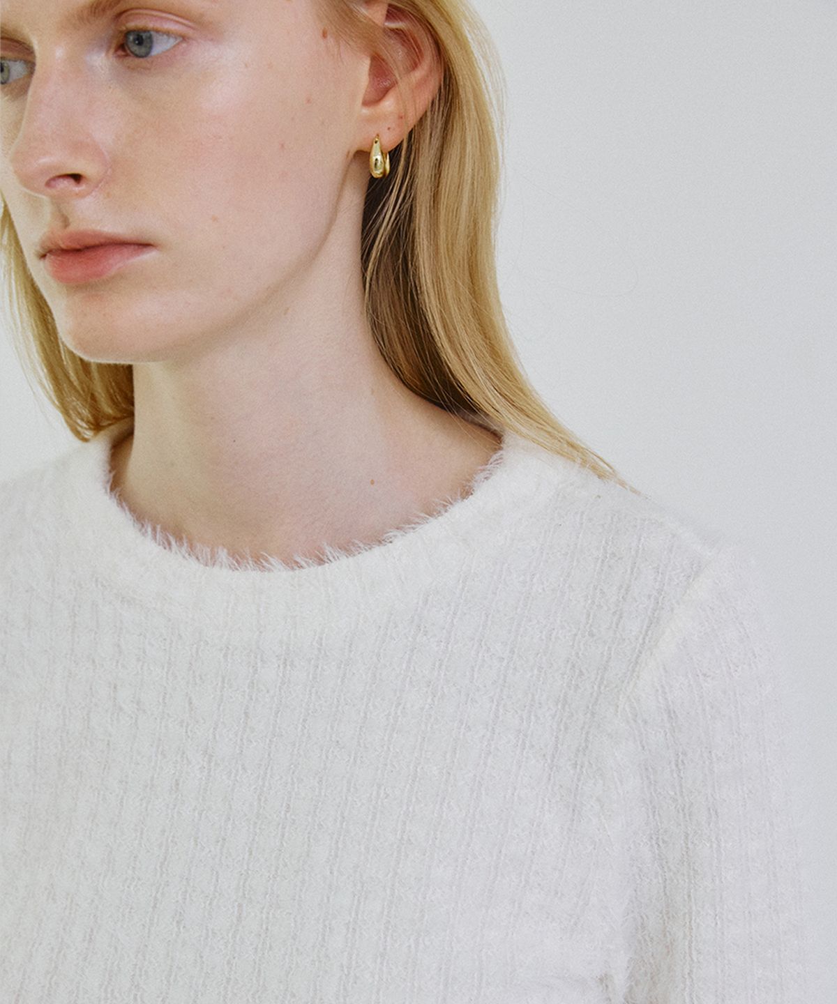 스텝어라운드(STEP AROUND) Hairy half sleeves t shirts_IVORY