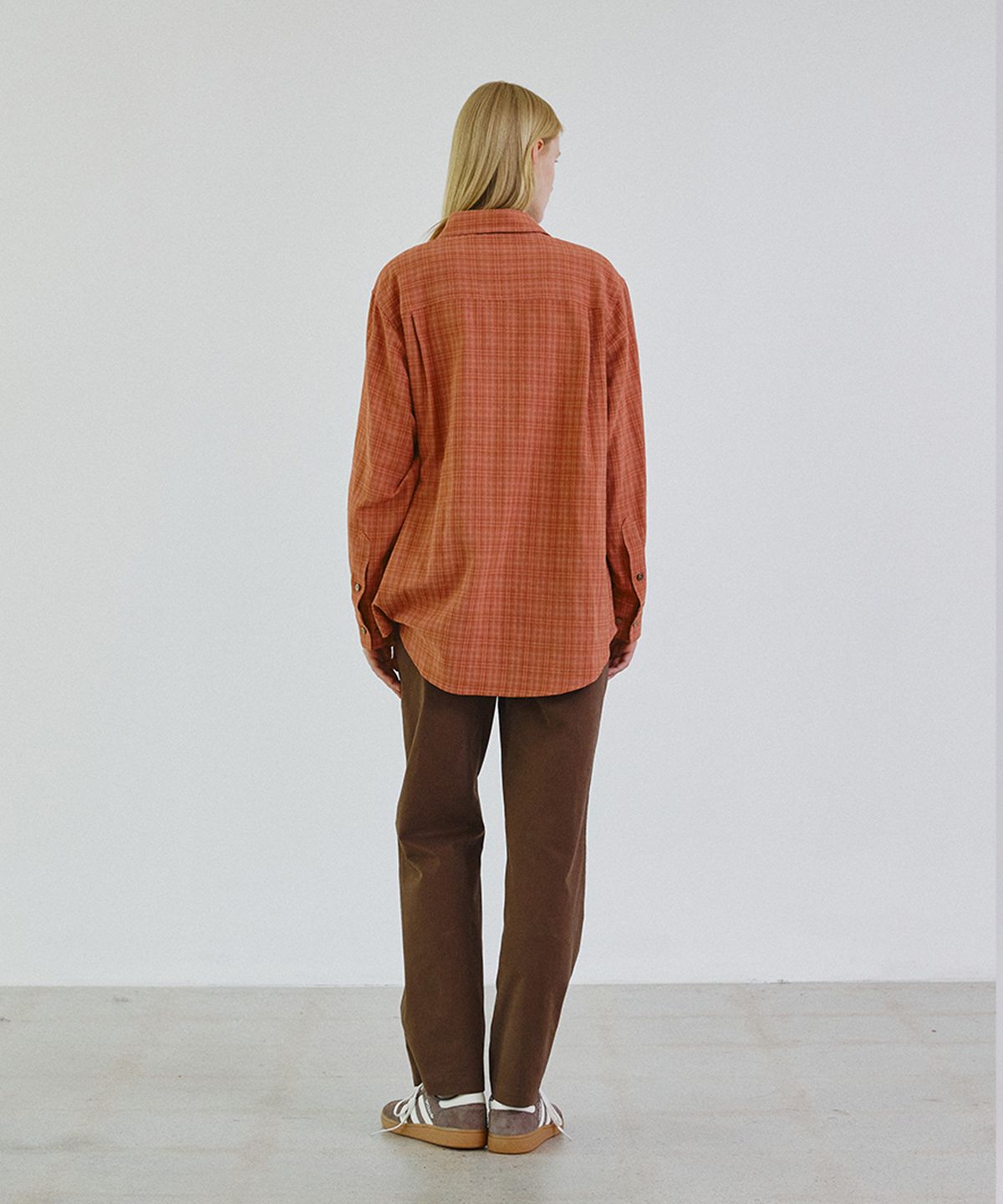 스텝어라운드(STEP AROUND) Oversize vintage check shirts_RED