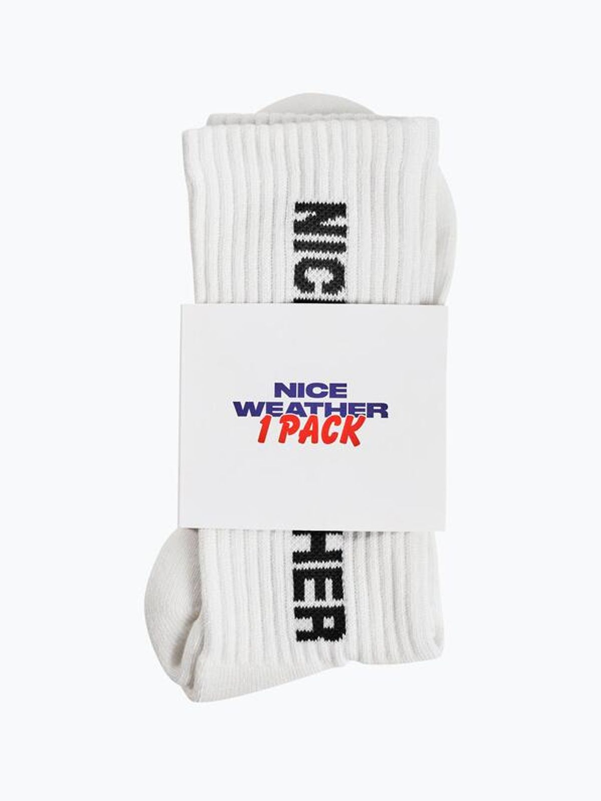 나이스웨더(NICEWEATHER) 로고 크루 삭스 1P (화이트)