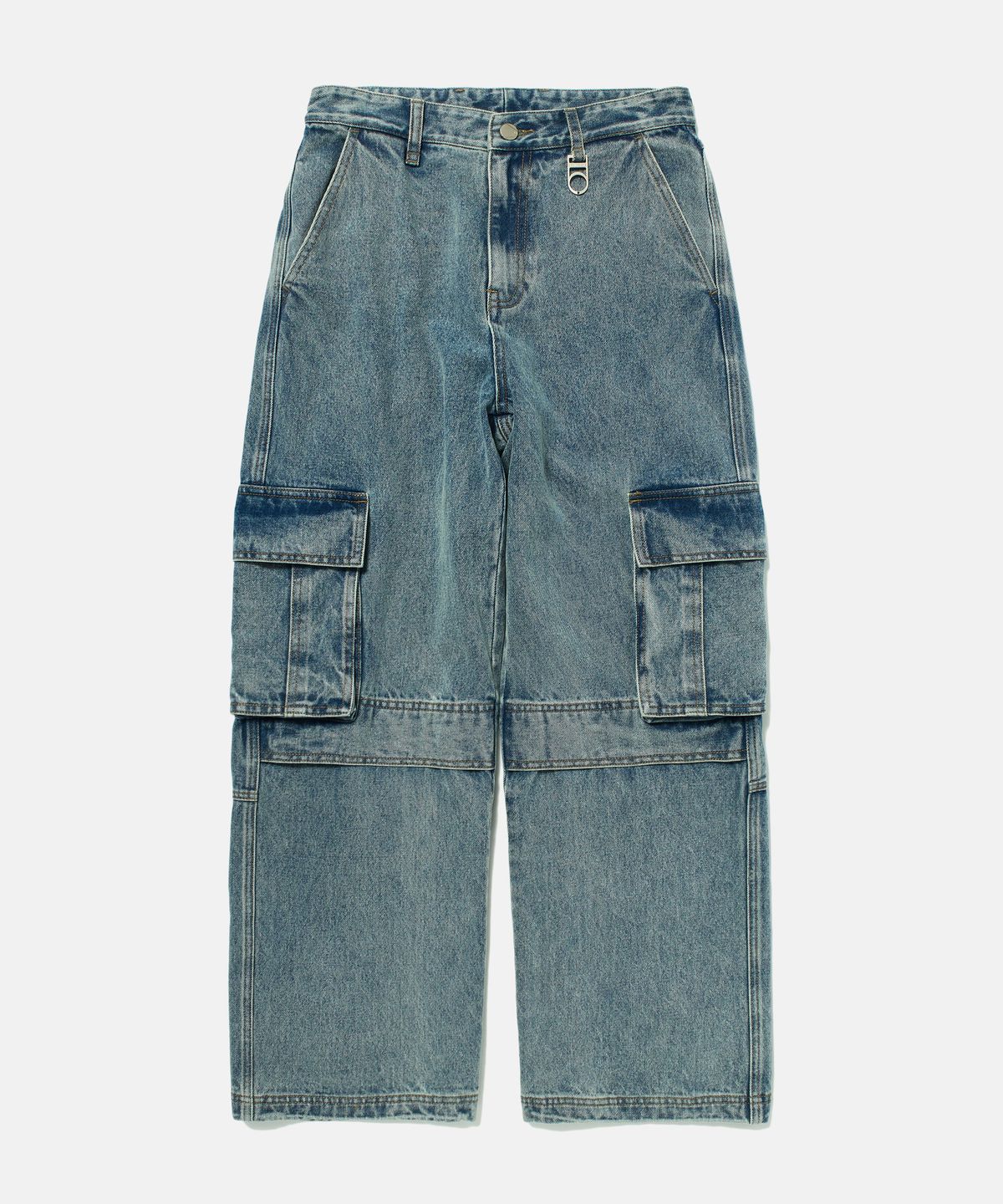 디써티원(DTHIRTYONE) Cargo Wide Denim Pants (WASHED BLUE)