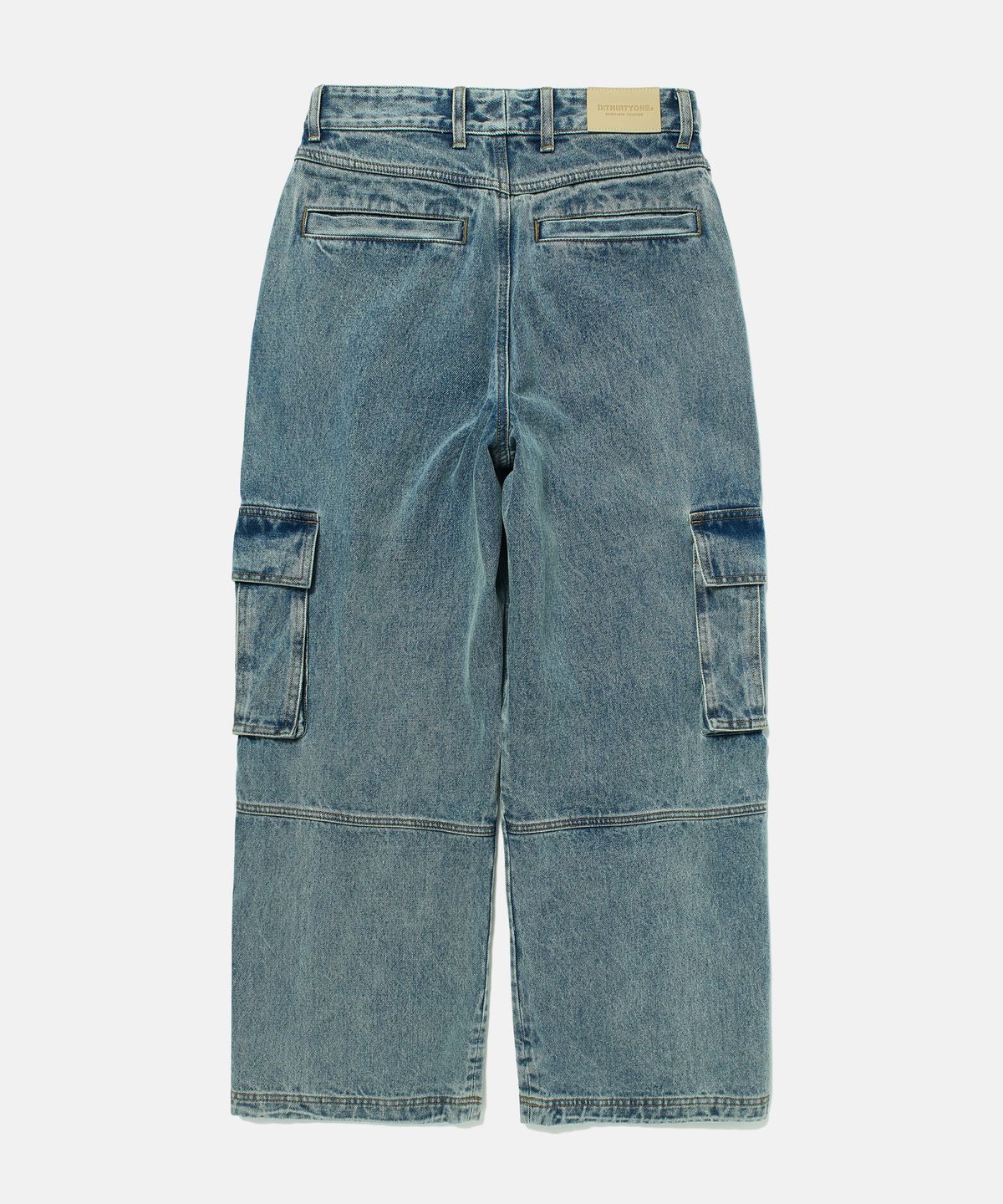 디써티원(DTHIRTYONE) Cargo Wide Denim Pants (WASHED BLUE)