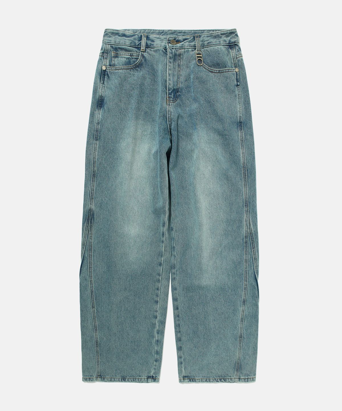 디써티원(DTHIRTYONE) Diagonal Relaxed Denim Pants (WASHED BLUE)