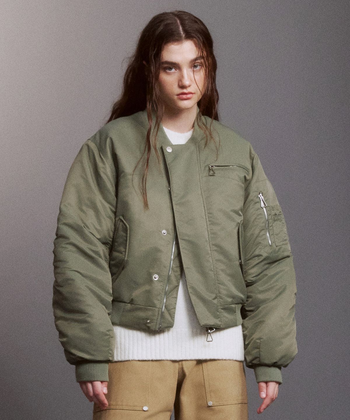 디써티원(DTHIRTYONE) Padded MA-1 Bomber Jacket (OLIVE GREEN)