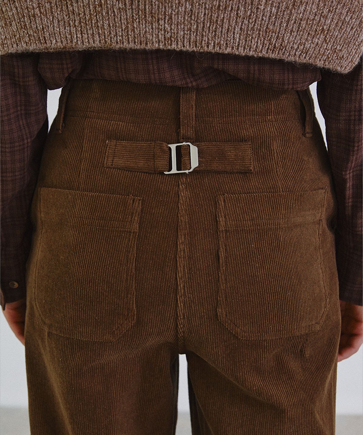 스텝어라운드(STEP AROUND) Corduroy belted straight pants_BROWN