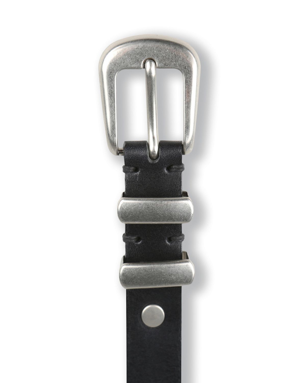 비슬로우(BESLOW) SQUARE RING SLIM LEATHER BELT BLACK