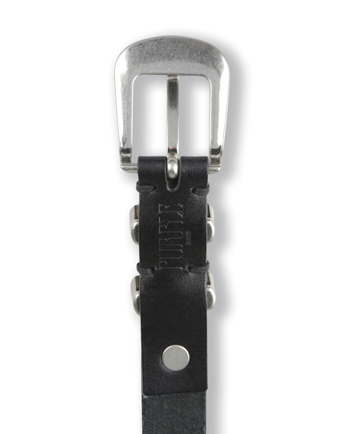 비슬로우(BESLOW) SQUARE RING SLIM LEATHER BELT BLACK