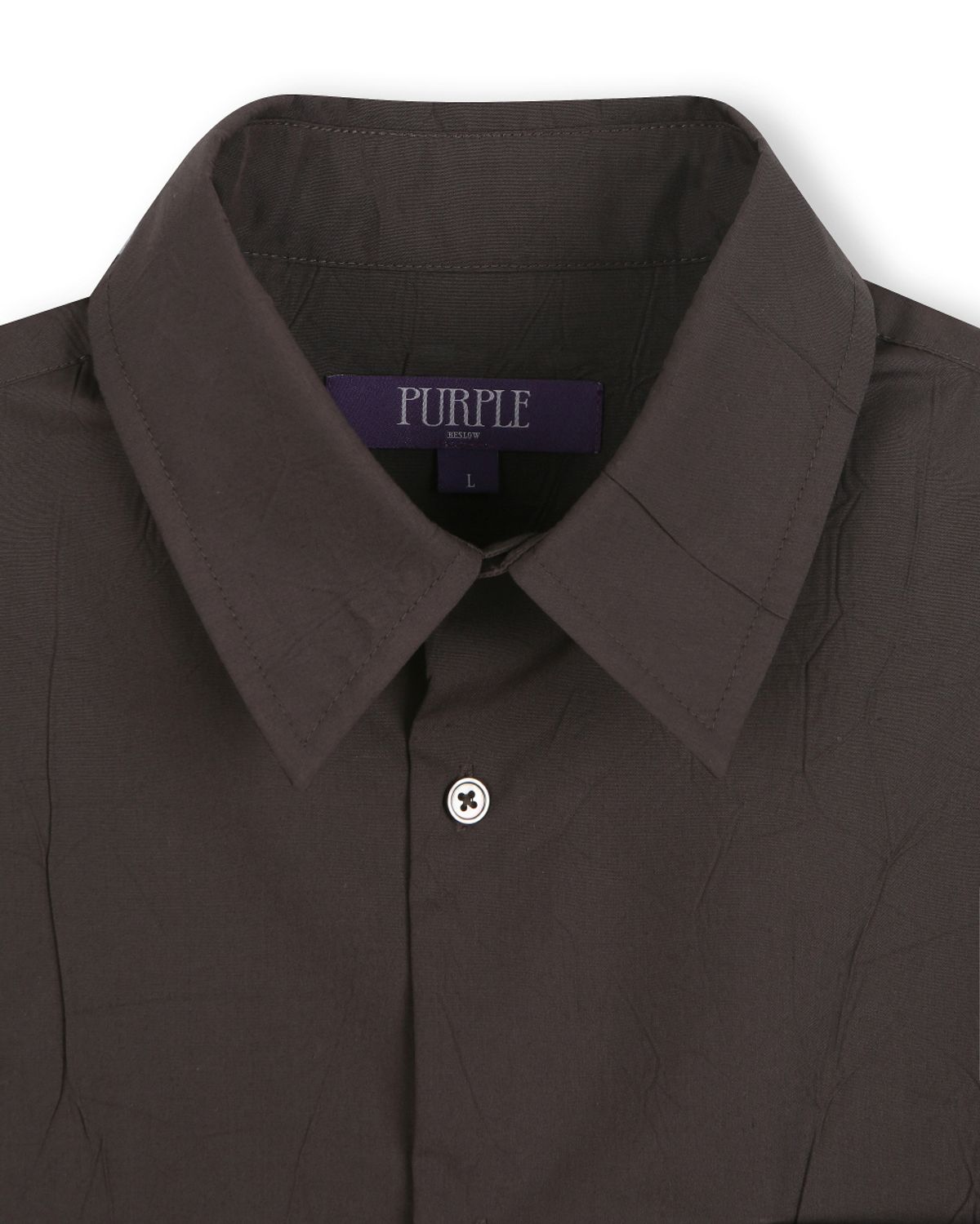 비슬로우(BESLOW) LOOSE FIT CREASE COTTON SHIRTS DARK BROWN