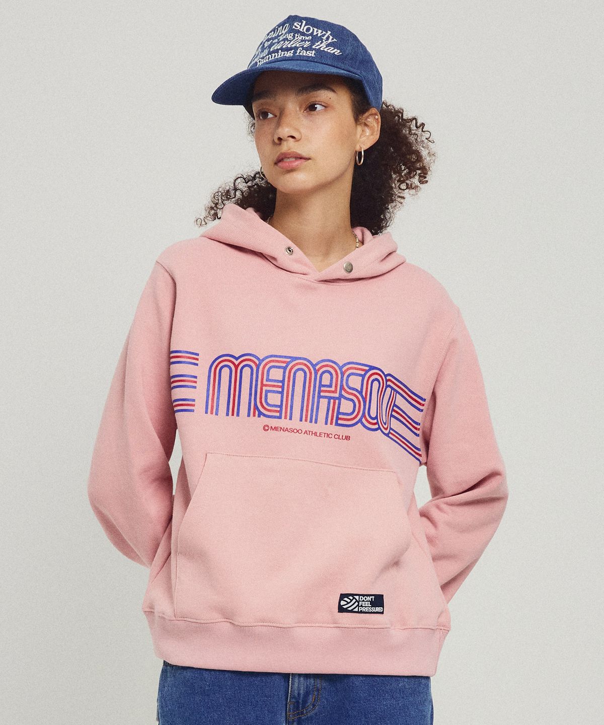 미나수(MENASOO) Menasoo Stripe Logo Hoodie_Pink