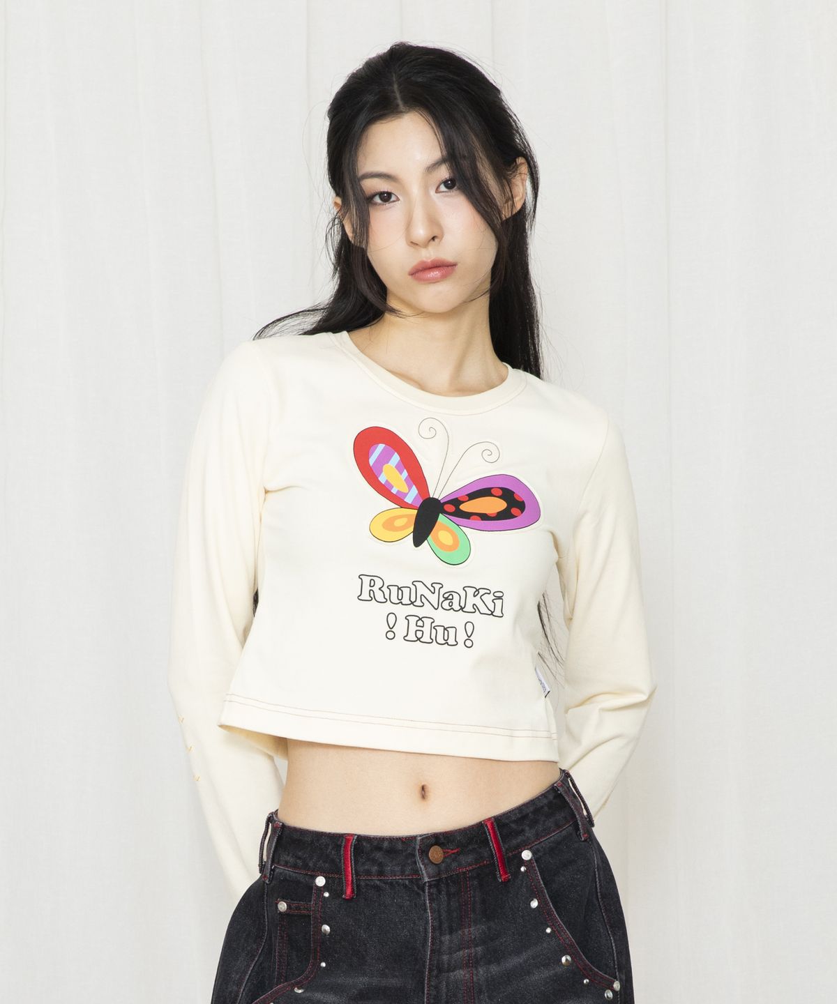 루나키후(RuNaKi'Hu') WXT023 버터플라이 아플리케 롱슬리브 (IVORY)
