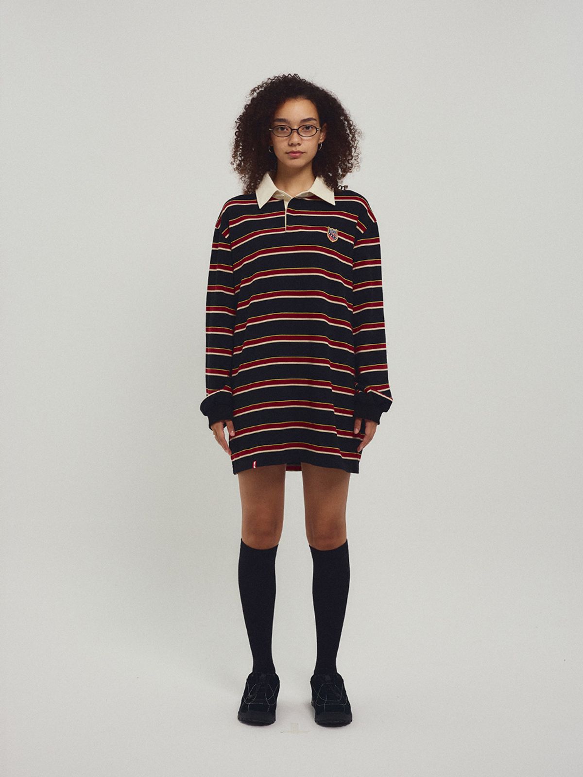 미나수(MENASOO) Menasoo Stripe Rugby T Shirt_Black