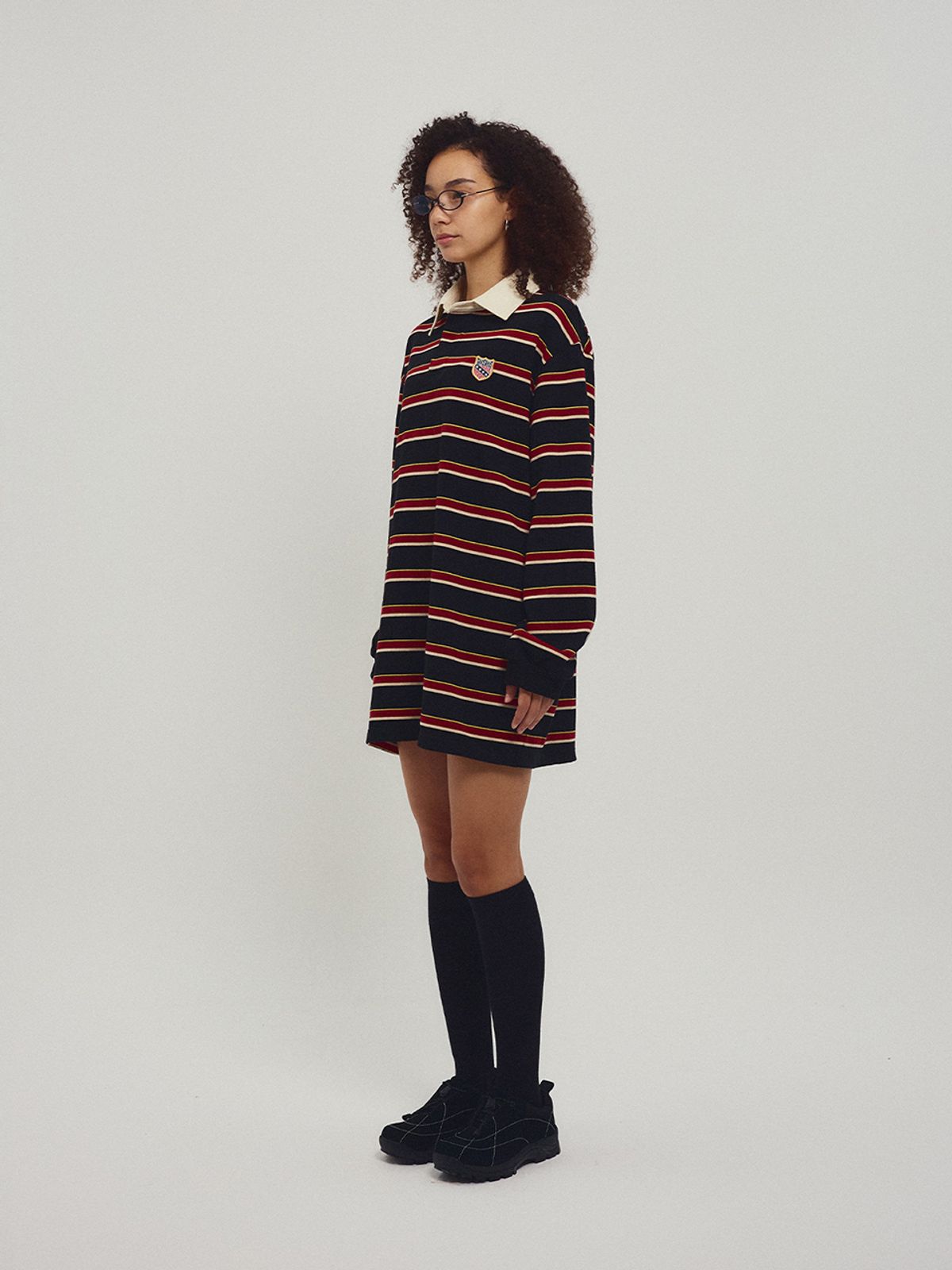 미나수(MENASOO) Menasoo Stripe Rugby T Shirt_Black