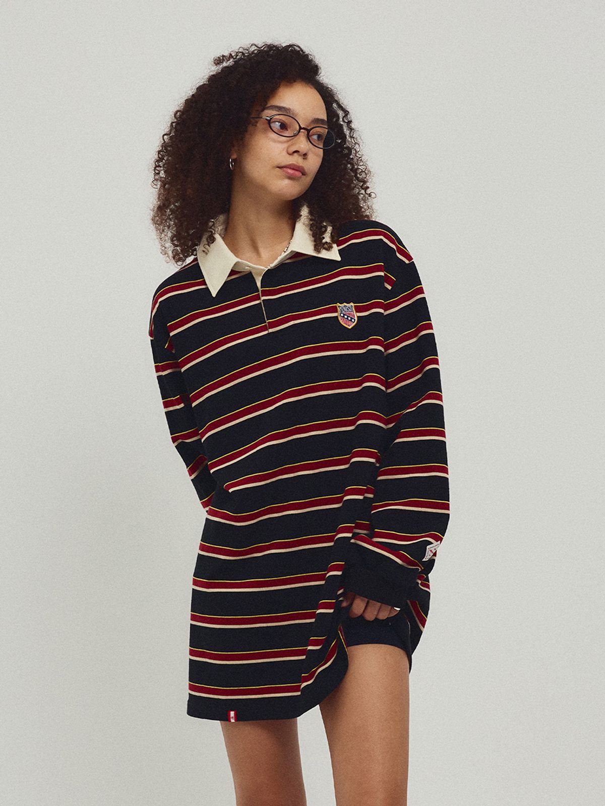 미나수(MENASOO) Menasoo Stripe Rugby T Shirt_Black