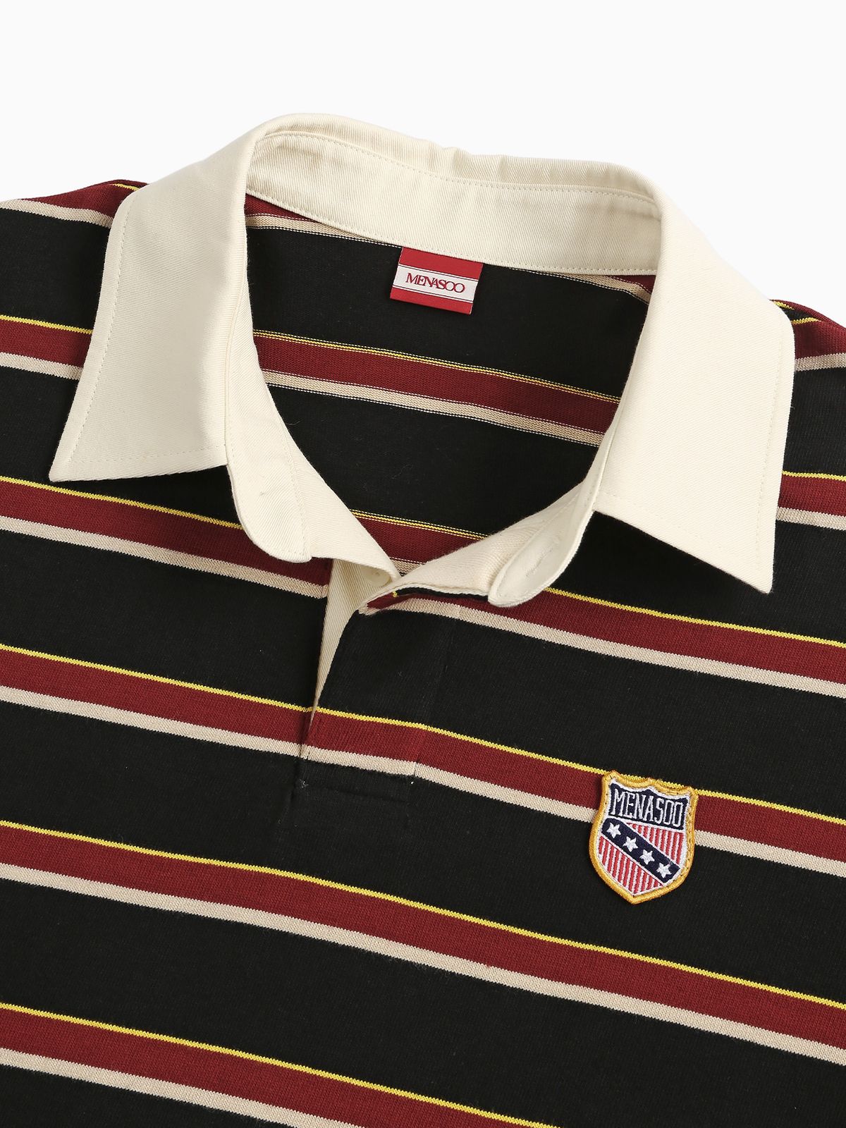 미나수(MENASOO) Menasoo Stripe Rugby T Shirt_Black