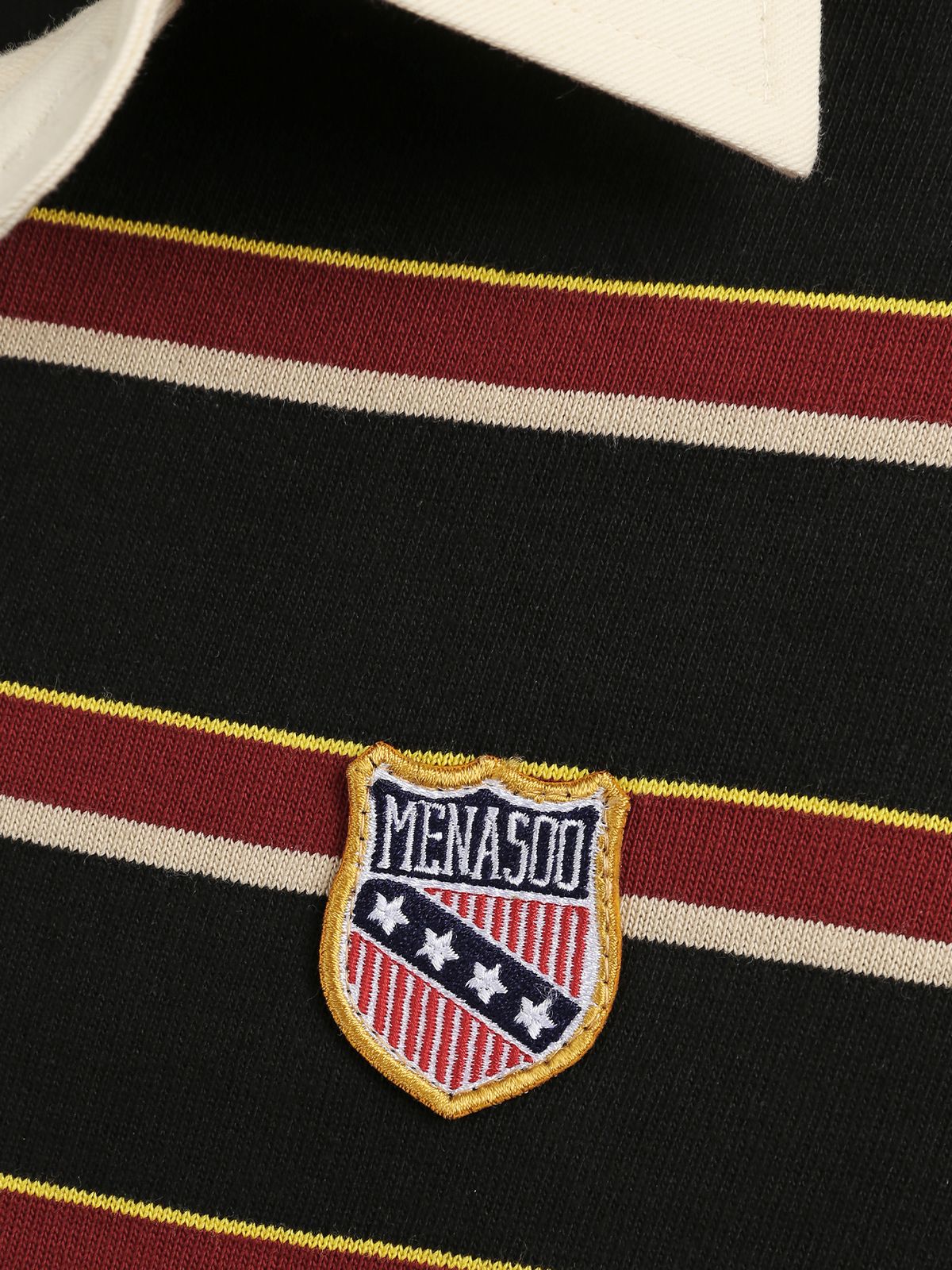 미나수(MENASOO) Menasoo Stripe Rugby T Shirt_Black