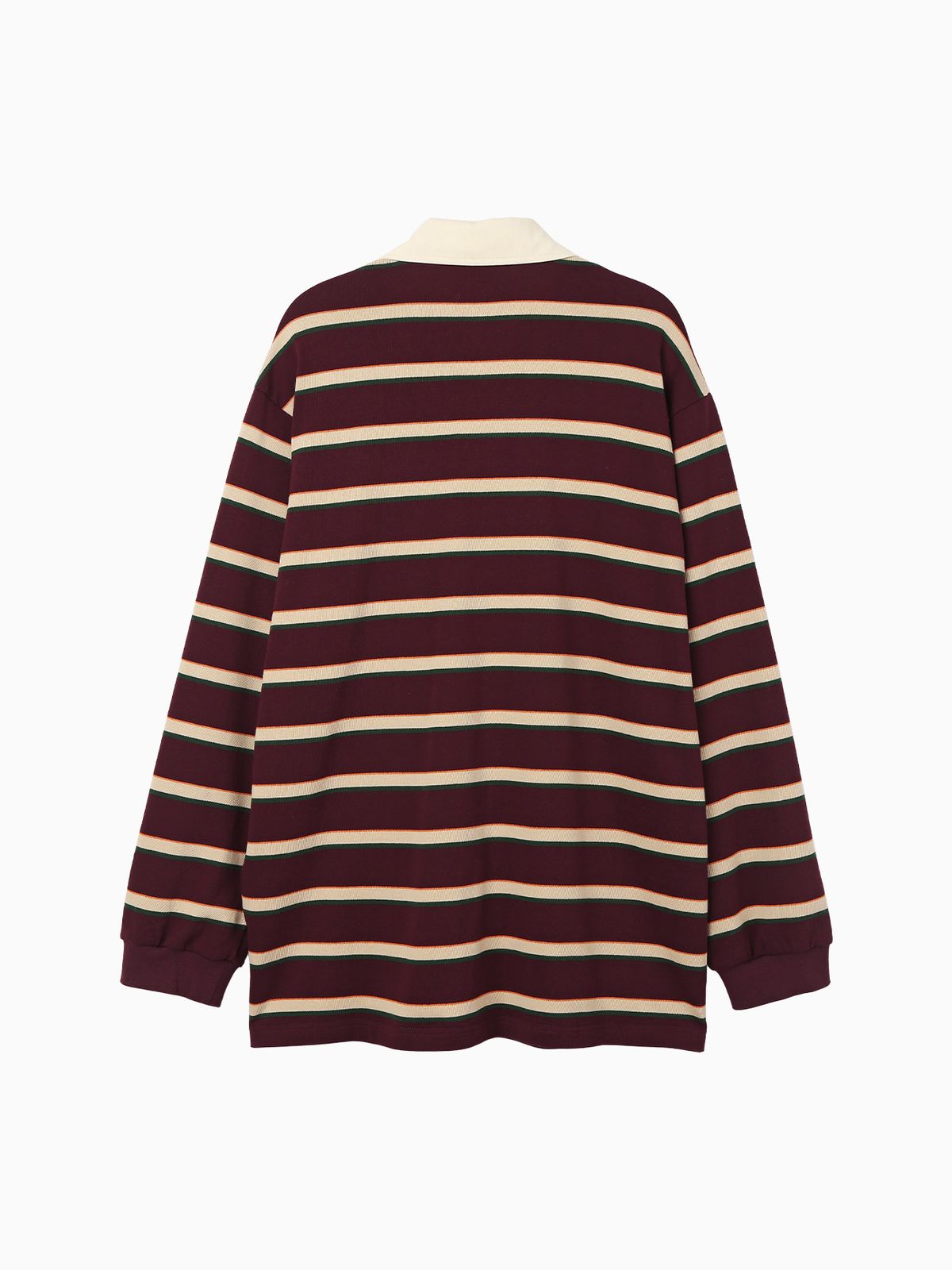 미나수(MENASOO) Menasoo Stripe Rugby T Shirt_Burgundy