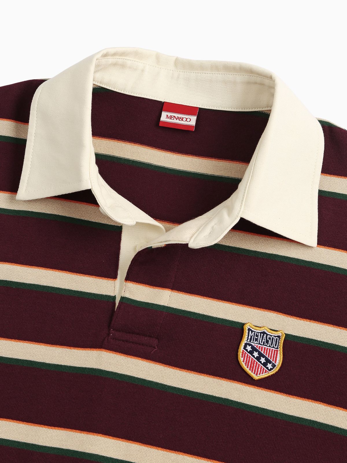 미나수(MENASOO) Menasoo Stripe Rugby T Shirt_Burgundy