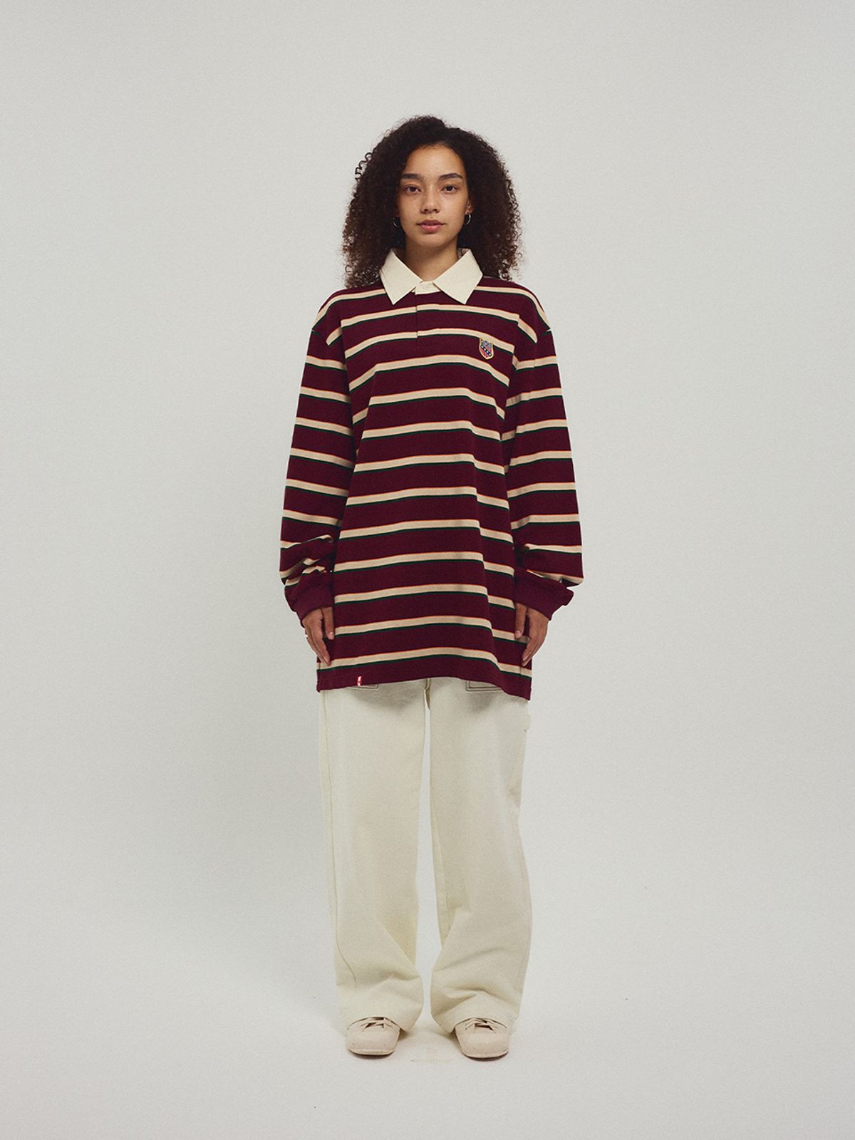 미나수(MENASOO) Menasoo Stripe Rugby T Shirt_Burgundy