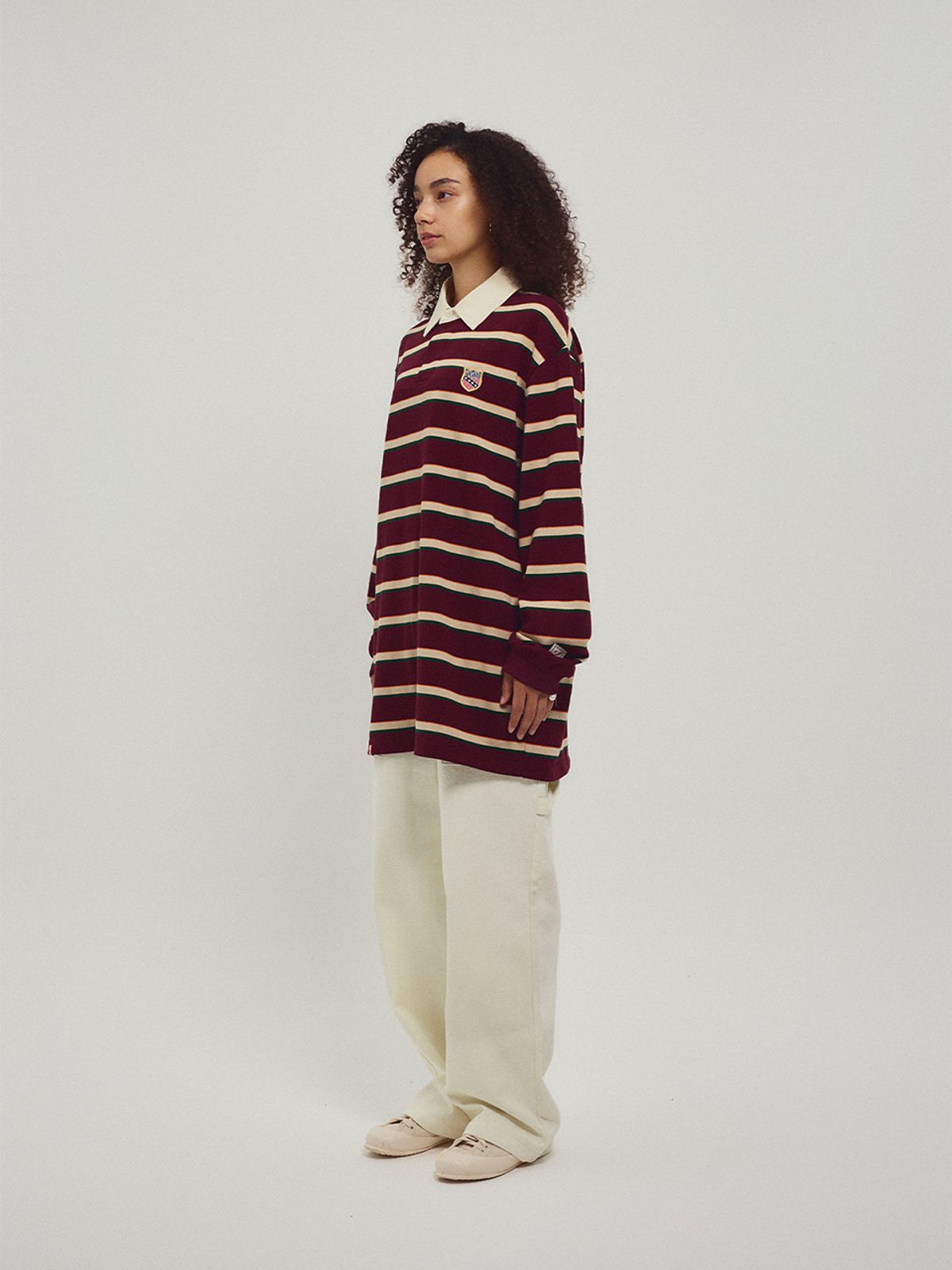 미나수(MENASOO) Menasoo Stripe Rugby T Shirt_Burgundy