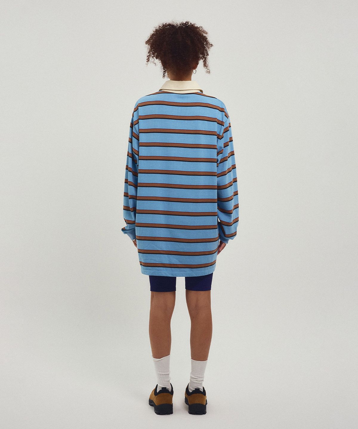 미나수(MENASOO) Menasoo Stripe Rugby T Shirt_Skyblue