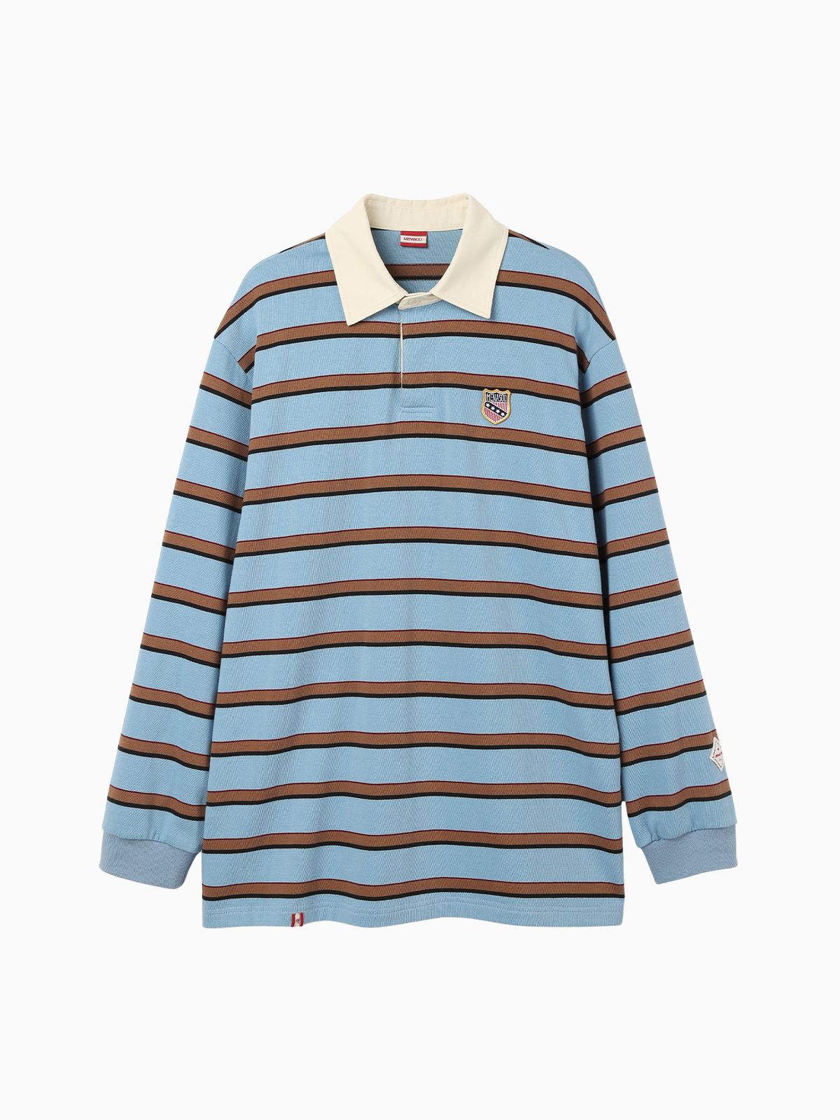 미나수(MENASOO) Menasoo Stripe Rugby T Shirt_Skyblue