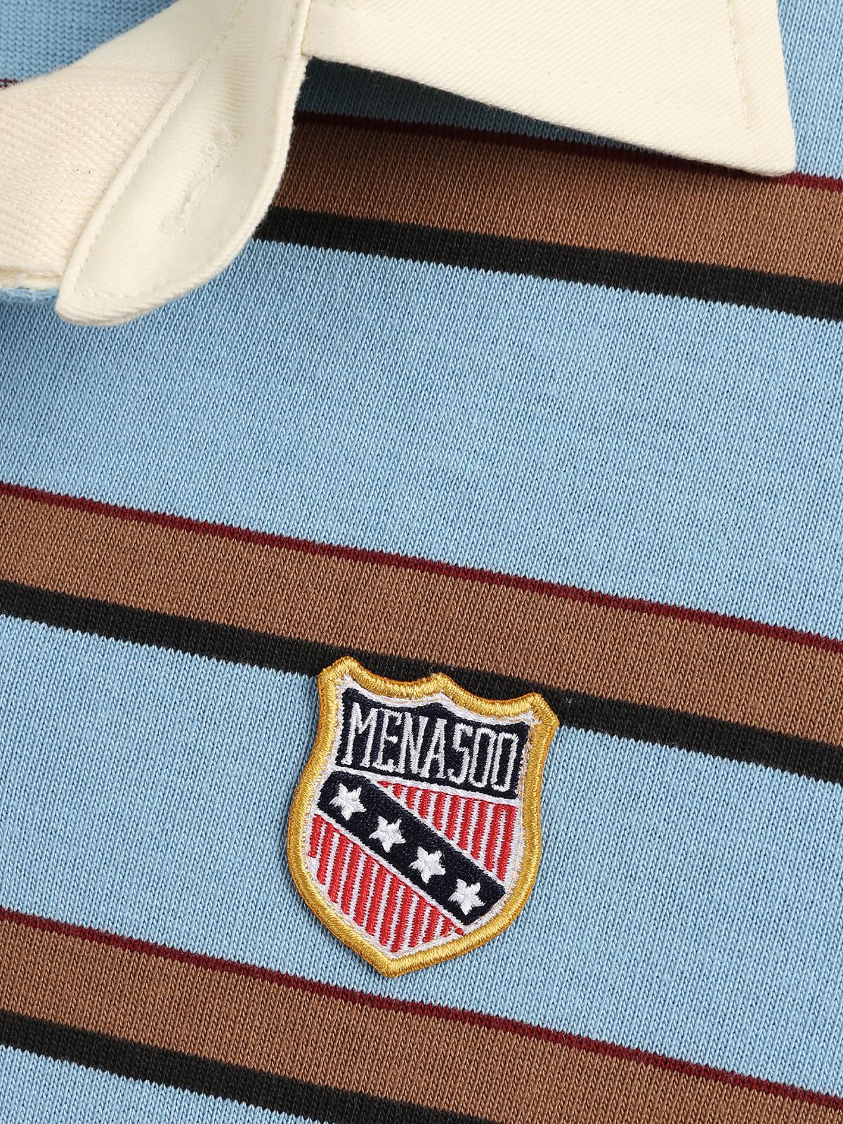 미나수(MENASOO) Menasoo Stripe Rugby T Shirt_Skyblue
