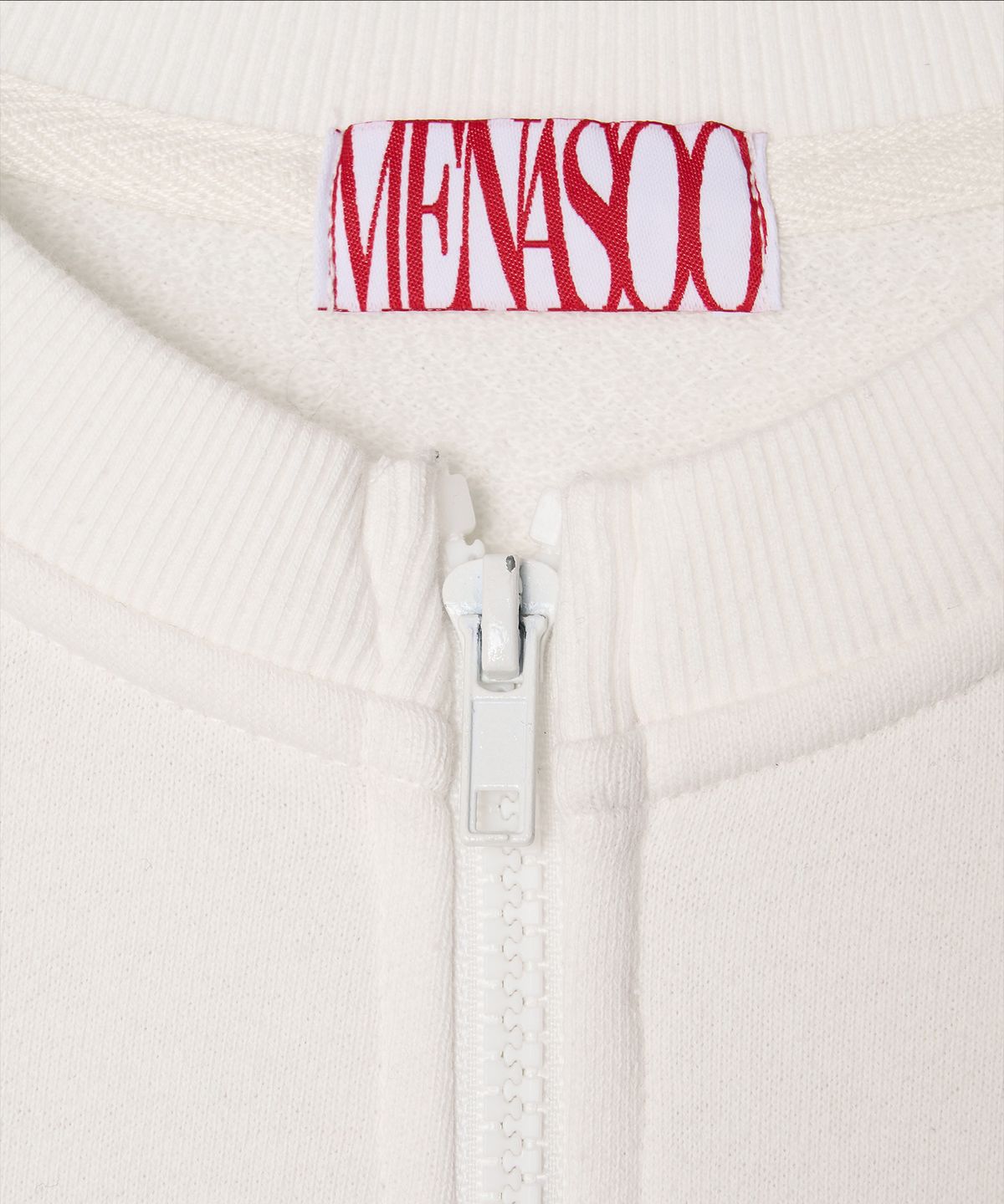 미나수(MENASOO) Round Neck Running Zipup Cardigan_White
