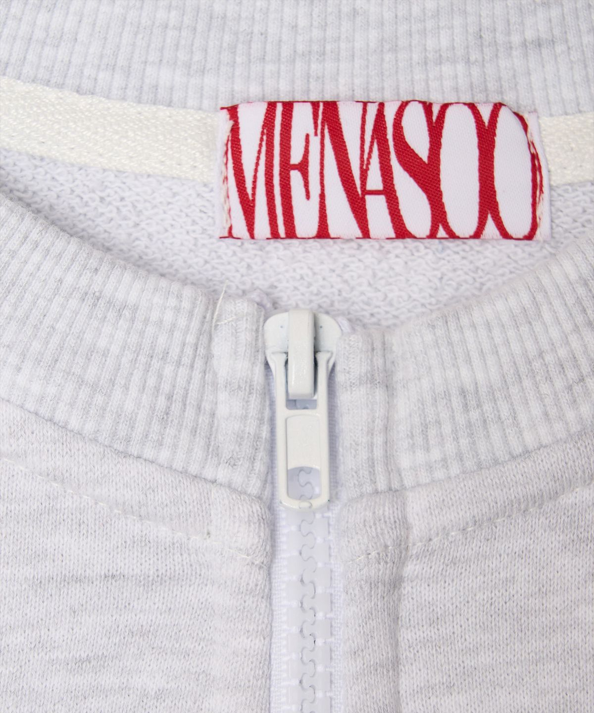 미나수(MENASOO) Round Neck Running Zipup Cardigan_White Melange