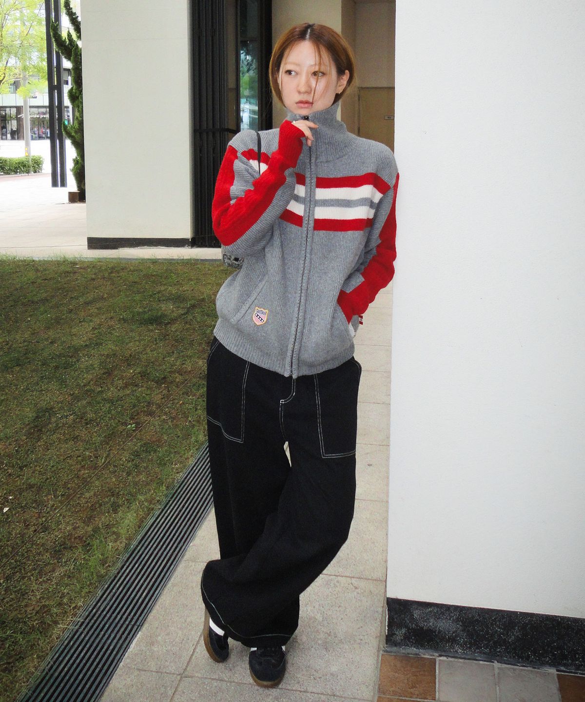 미나수(MENASOO) Zipup Knit Cardigan_Gray