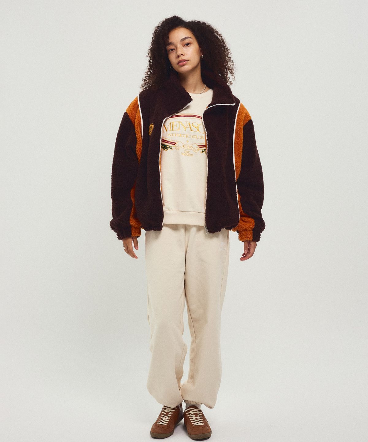 미나수(MENASOO) Fleece Color Reversible Jumper_Brown