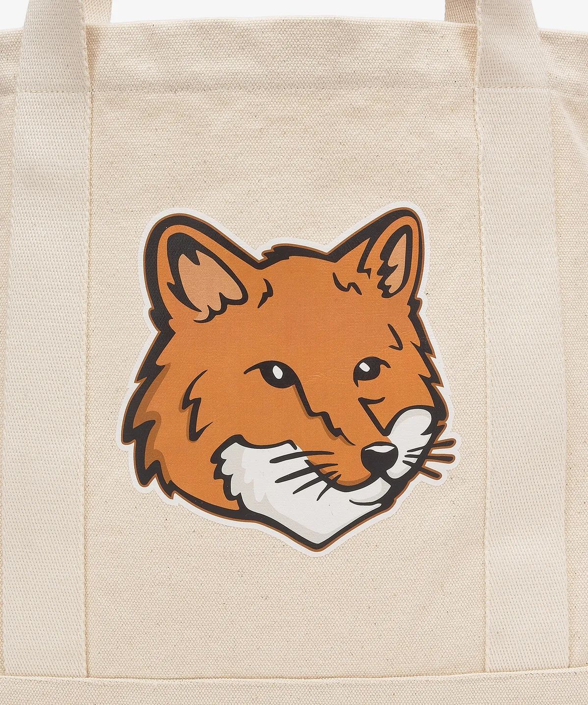 ★MAISON KITSUNE★ Fox Head Tote Bag Ecru LW05101WW0050P700 Maison Kitsuné - Fox Head Canvas tote bag Ecru - The Corner