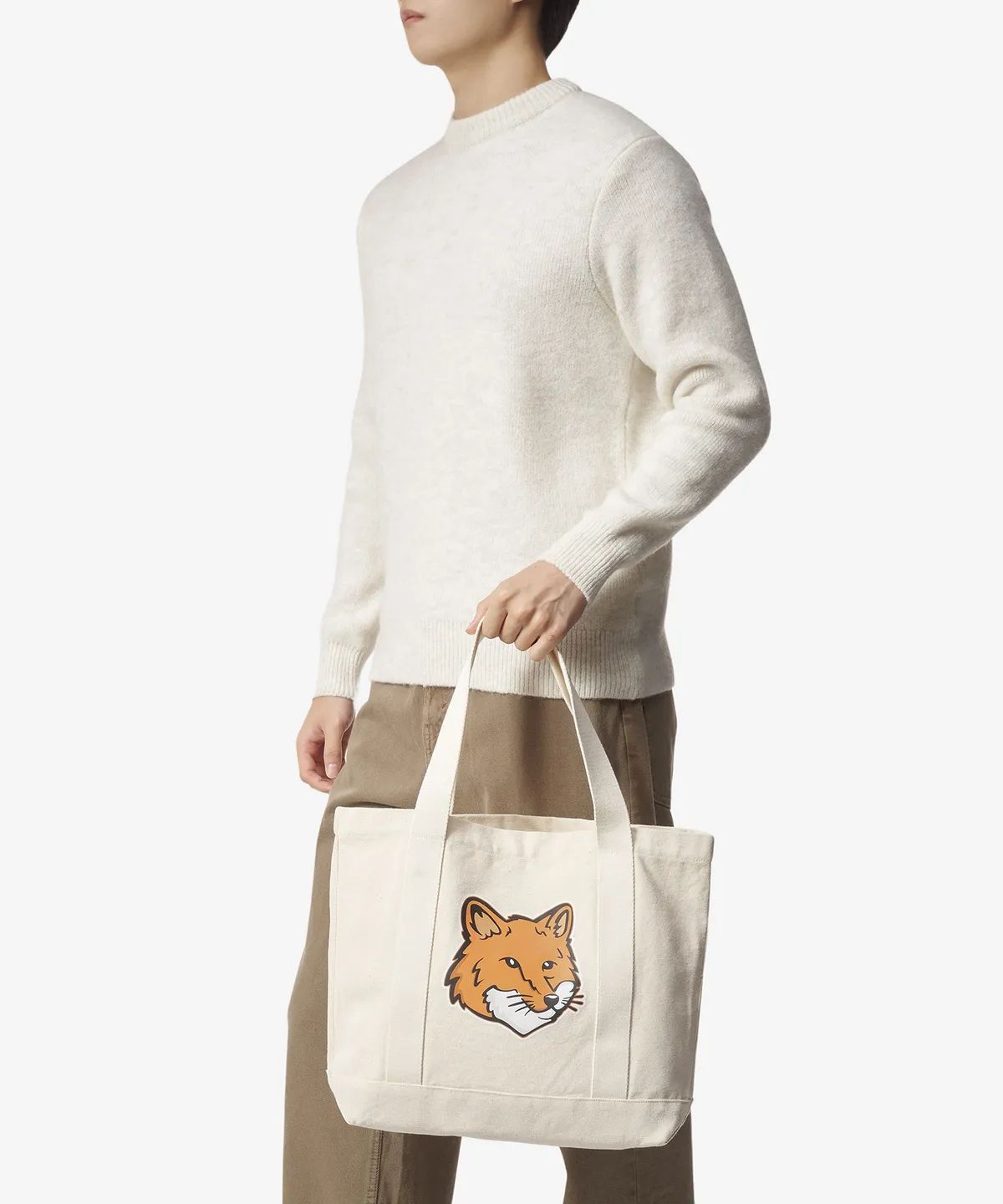 MUSINSA | MAISON KITSUNE Fox Head Tote Bag - Ecru