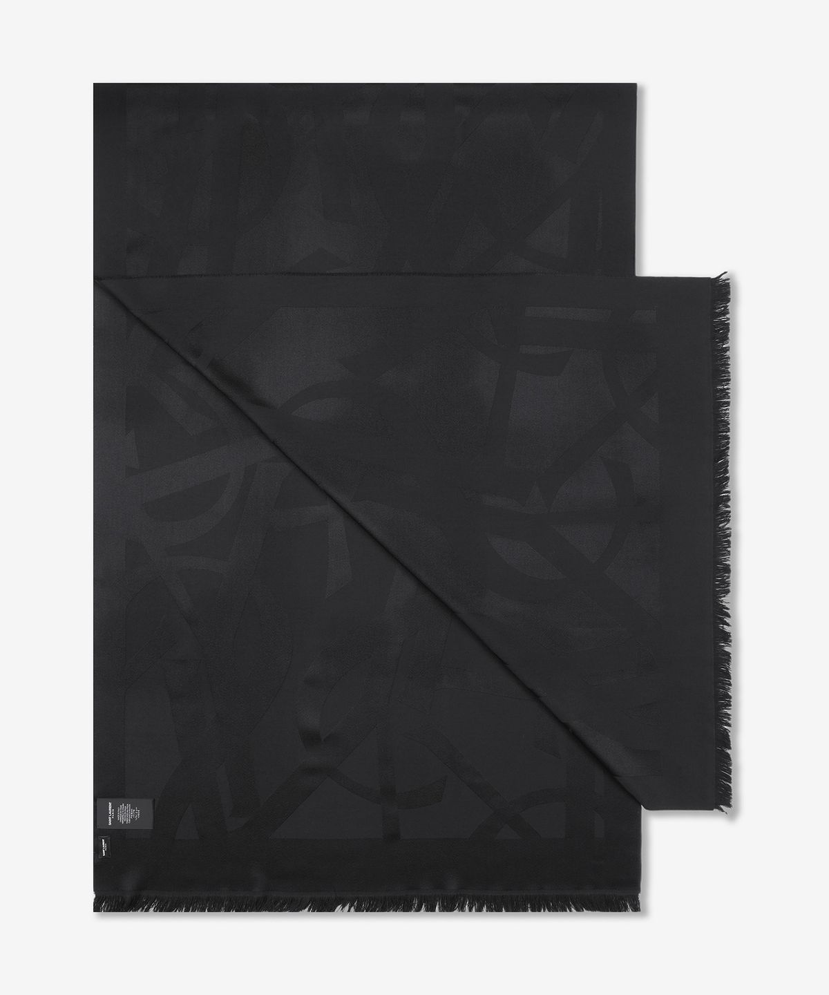 생로랑(SAINT LAURENT) 울 자카드 모노그램 스카프 - 블랙 / 7194283Y2101000