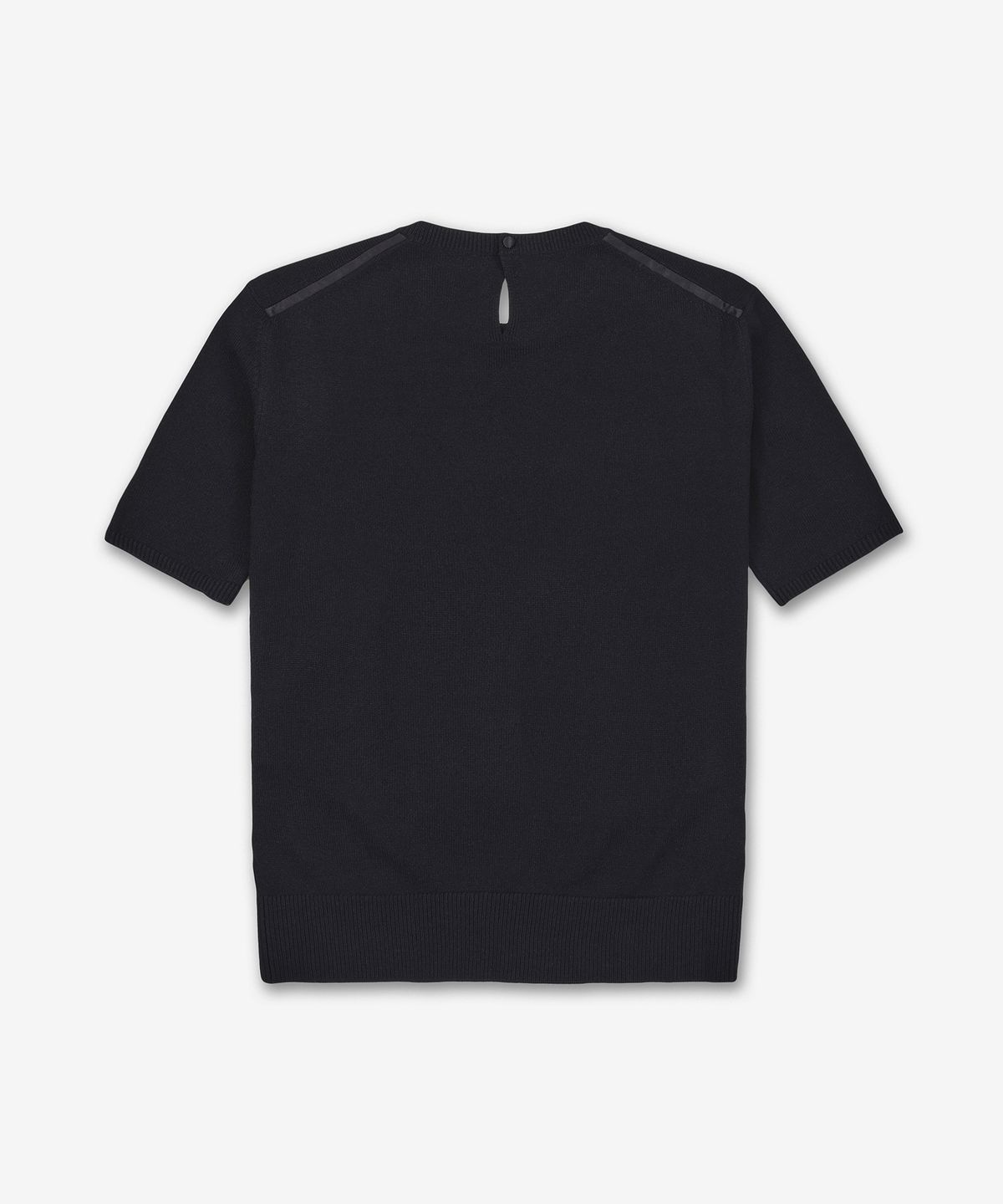 생로랑(SAINT LAURENT) 울 크루넥 반소매 니트 - 블랙 / 800574Y76IY1000