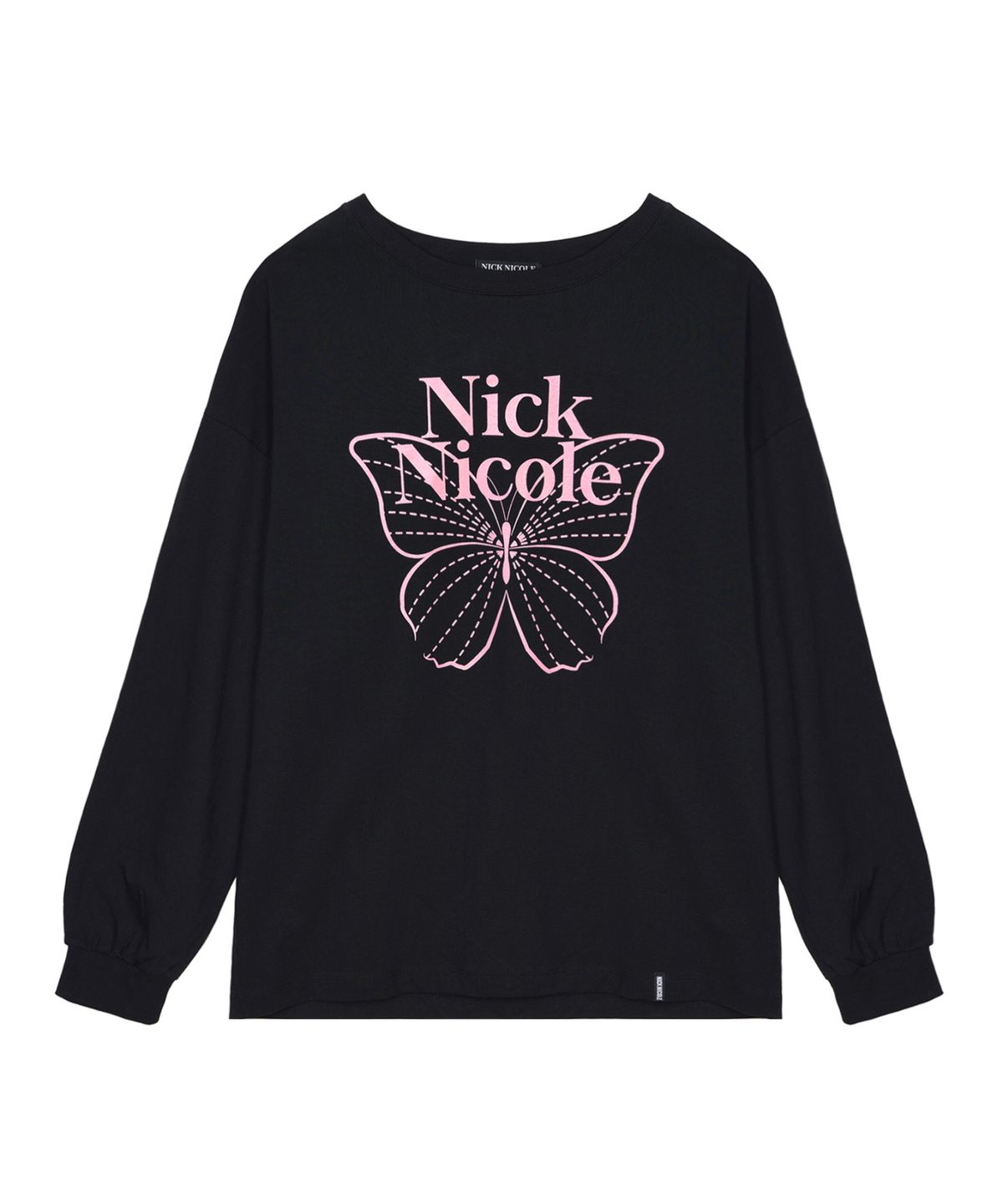 닉앤니콜(NICK&NICOLE) BUTTERFLY SIGNATURE LS TOP_BLACK PINK