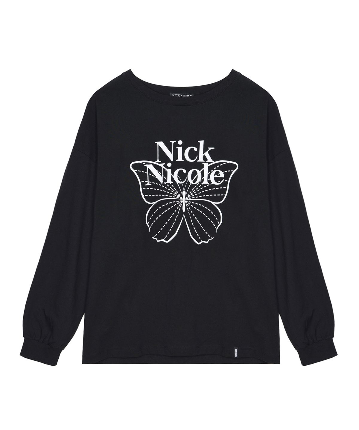 닉앤니콜(NICK&NICOLE) BUTTERFLY SIGNATURE LS TOP_BLACK WHITE
