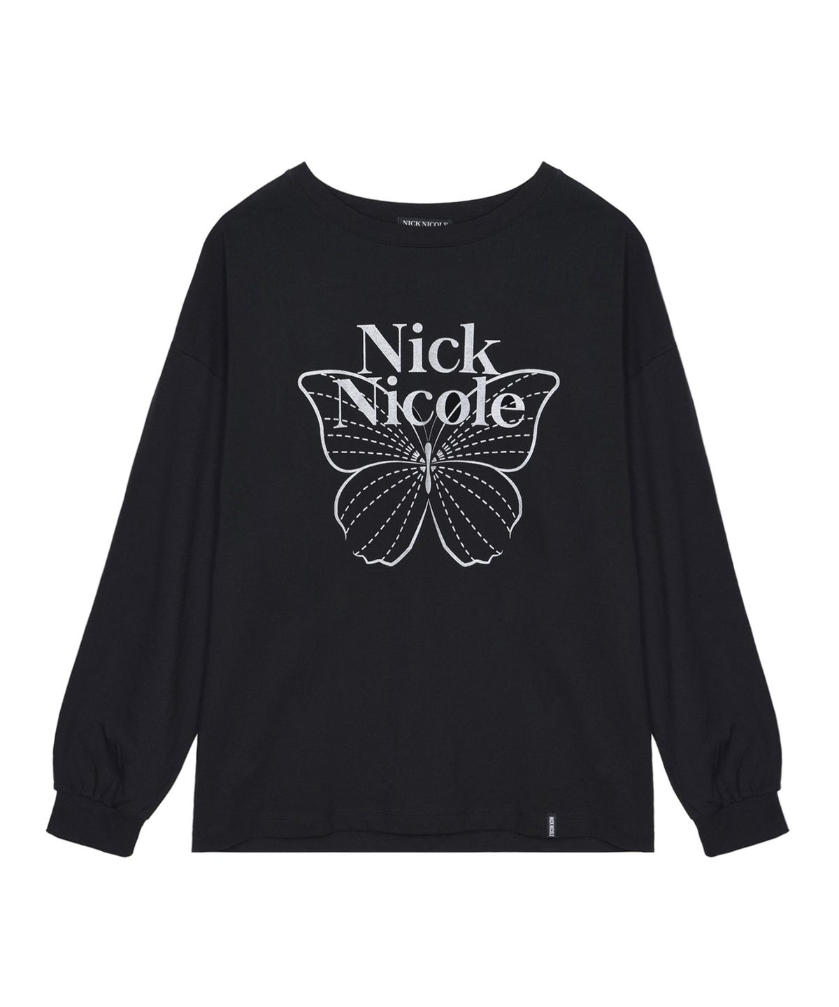 닉앤니콜(NICK&NICOLE) BUTTERFLY SIGNATURE LS TOP_BLACK SILVER