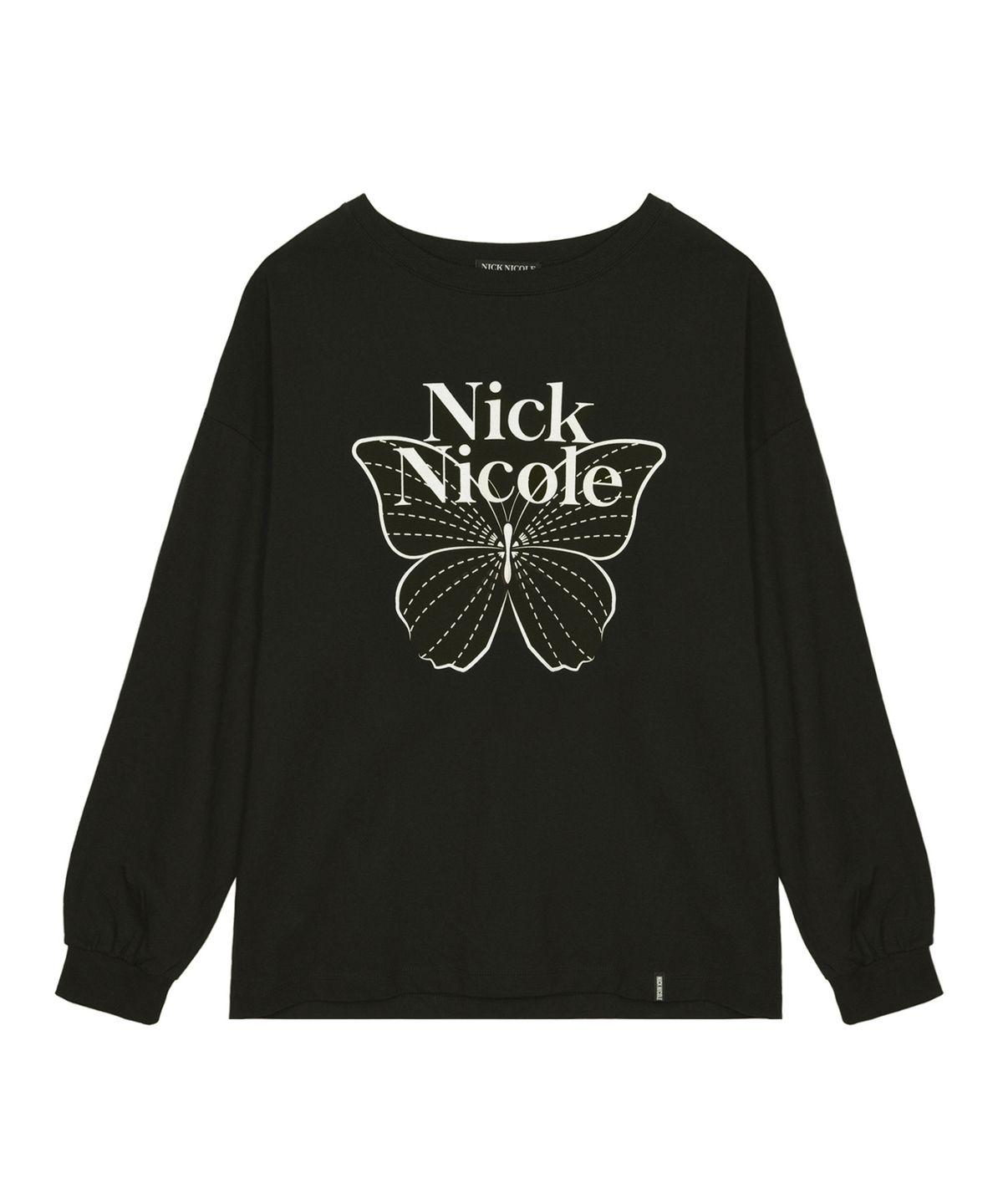 닉앤니콜(NICK&NICOLE) BUTTERFLY SIGNATURE LS TOP_BLACK CREAM