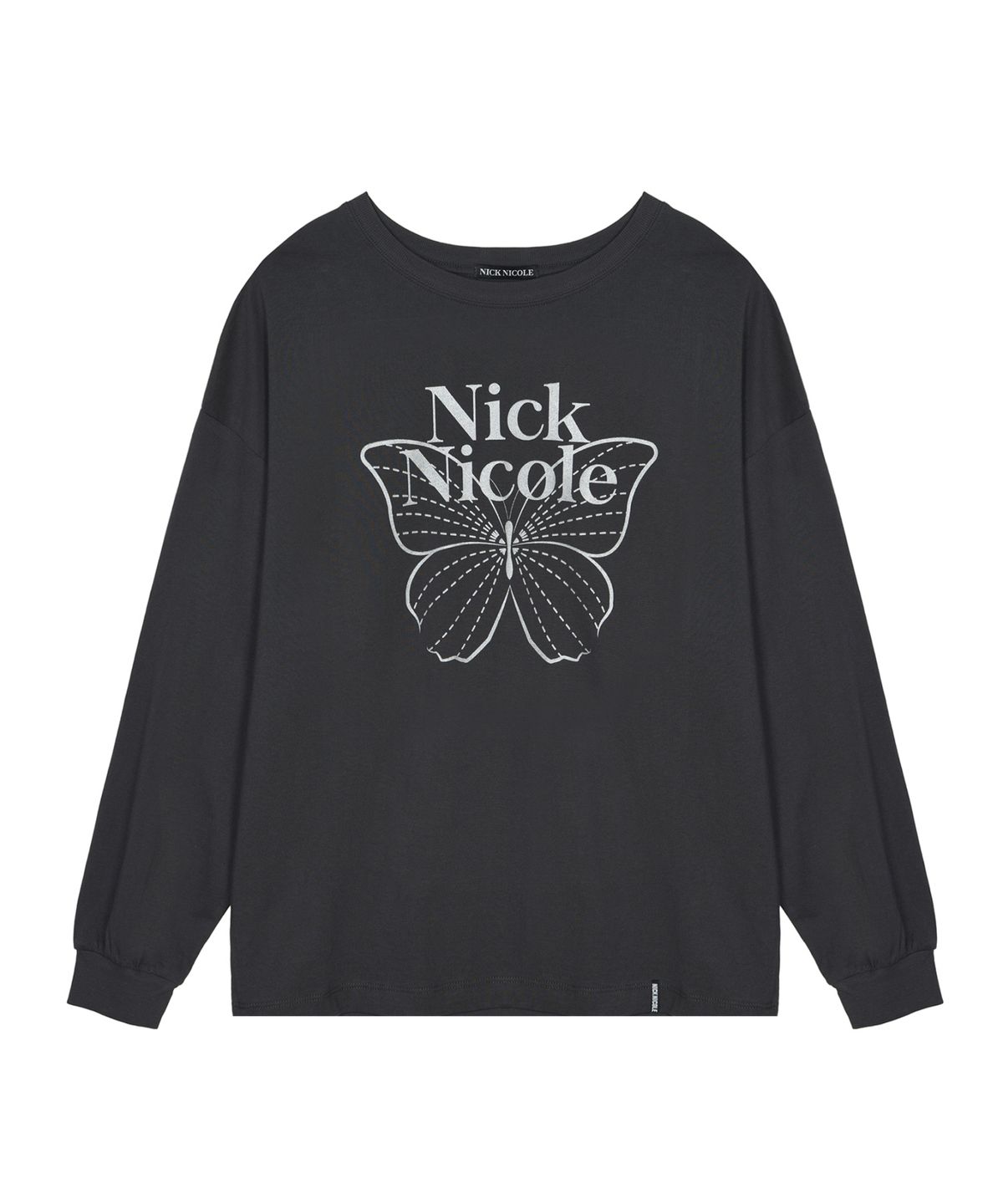 닉앤니콜(NICK&NICOLE) BUTTERFLY SIGNATURE LS TOP_CHARCOAL SILVER