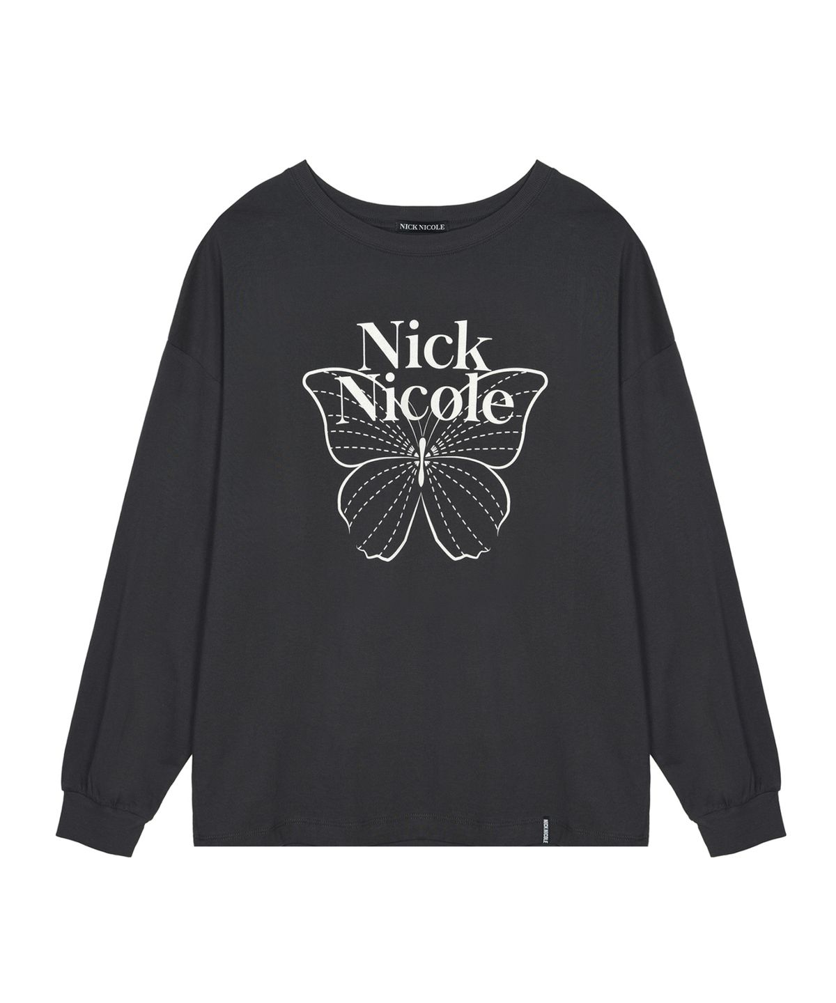 닉앤니콜(NICK&NICOLE) BUTTERFLY SIGNATURE LS TOP_CHARCOAL CREAM