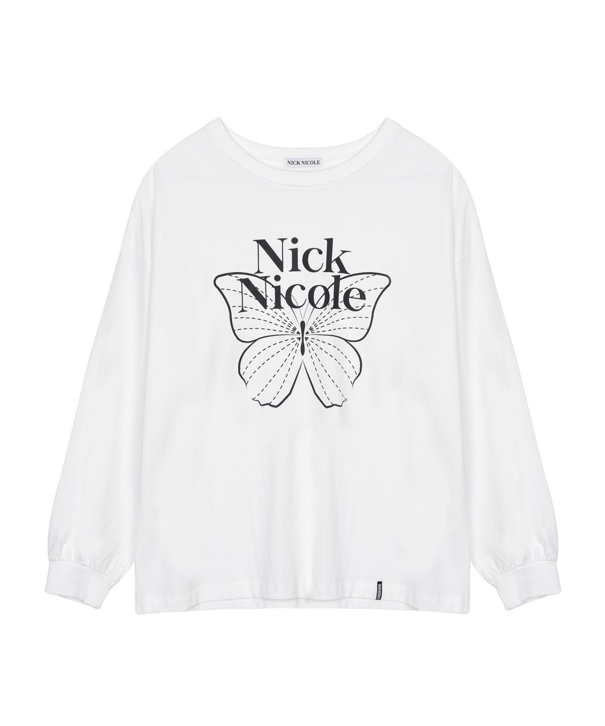 닉앤니콜(NICK&NICOLE) BUTTERFLY SIGNATURE LS TOP_WHITE BLACK