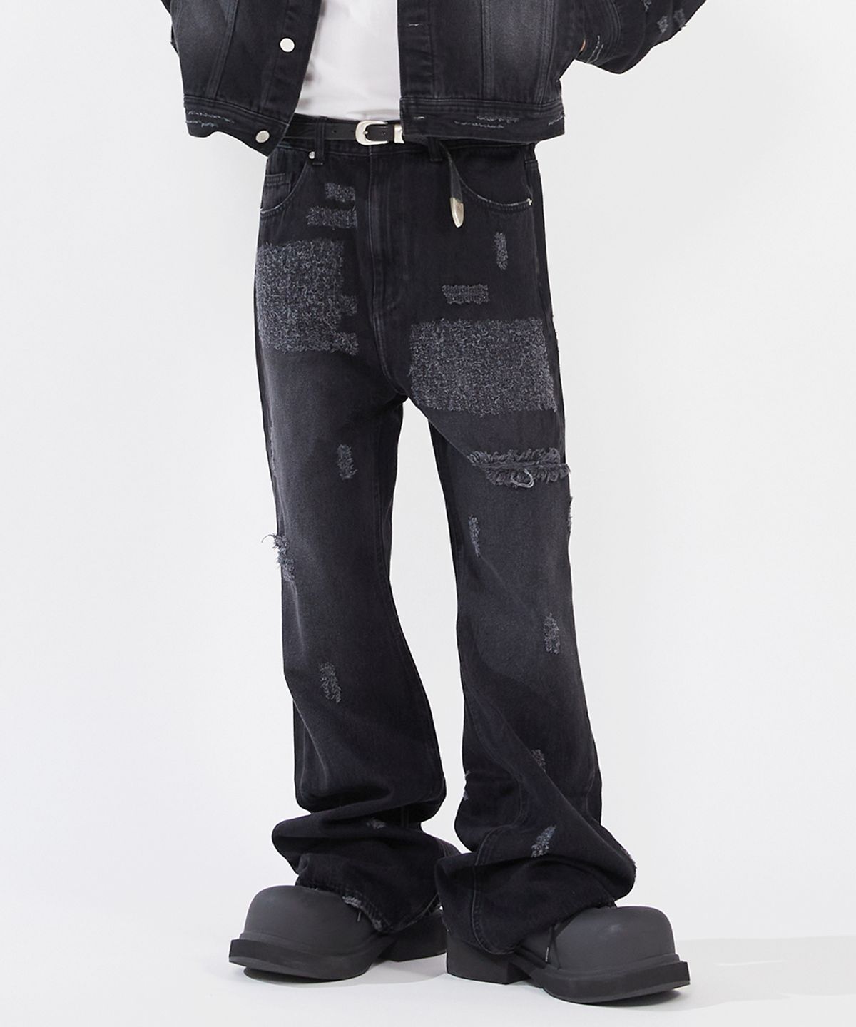 오더아카이브(ORDER ARCHIVE) Baggy flare Wide 05 - Crushed black