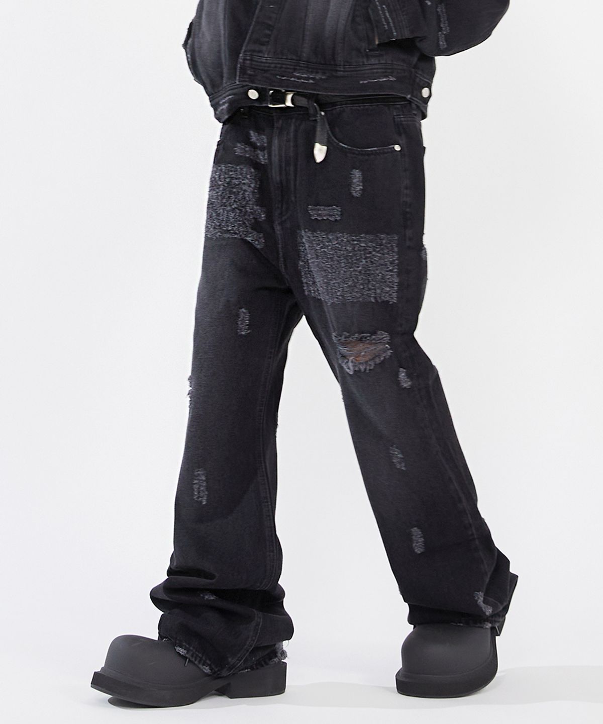 오더아카이브(ORDER ARCHIVE) Baggy flare Wide 05 - Crushed black