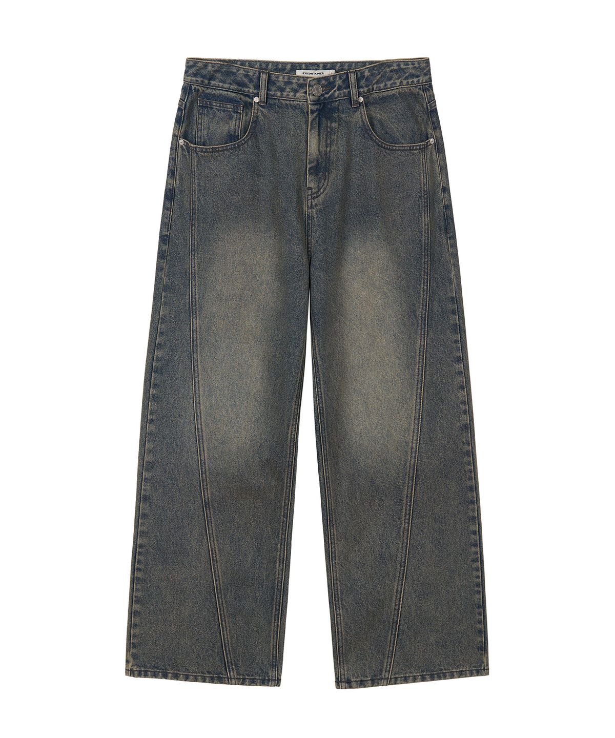 엑스컨테이너(EXCONTAINER) 커브드 라인 와이드 데님 팬츠 (SAND BLUE)