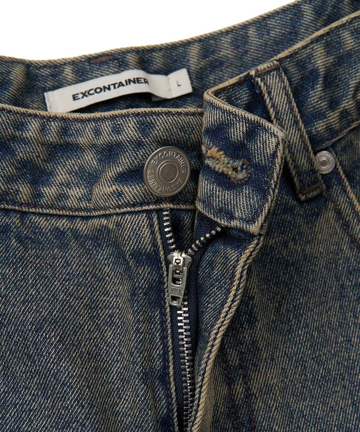 엑스컨테이너(EXCONTAINER) 커브드 라인 와이드 데님 팬츠 (SAND BLUE)