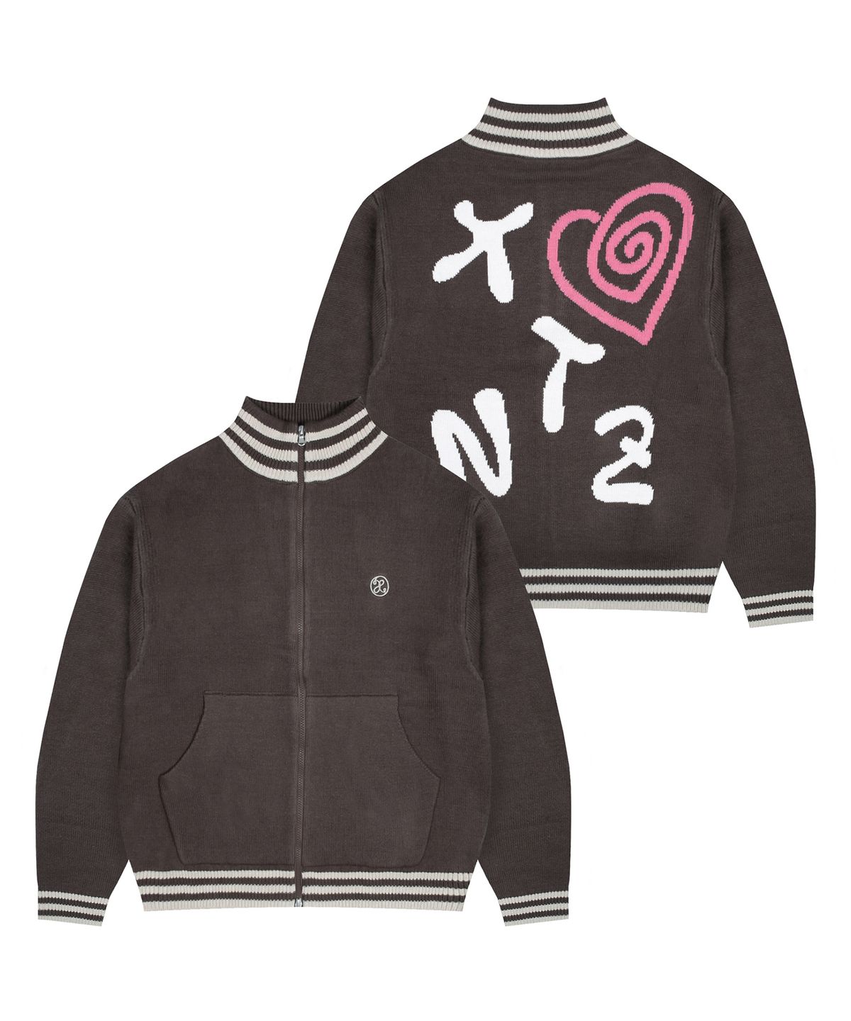 엑스톤즈(XTONZ) XTK117 르브론 트랙 니트 집업 (BROWN)